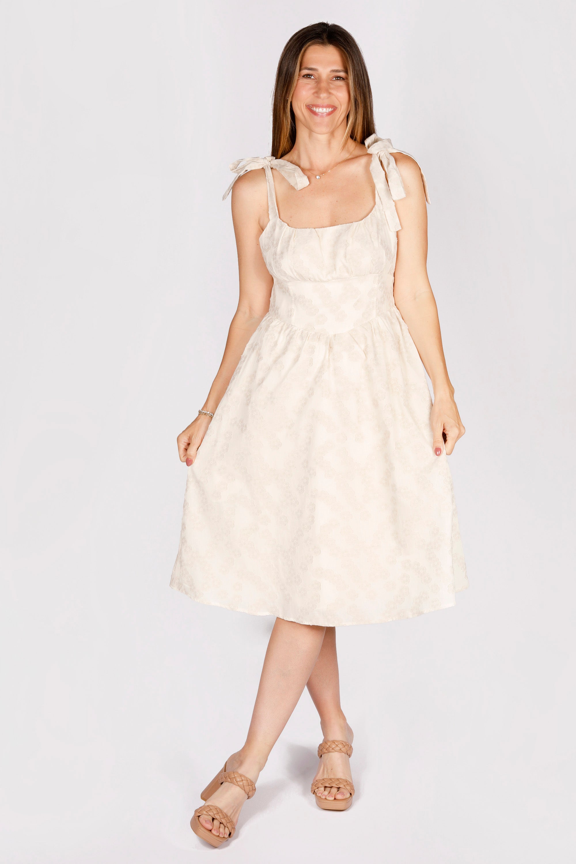 cream jacquard midi dress Imani Cream Jacquard Midi Dress