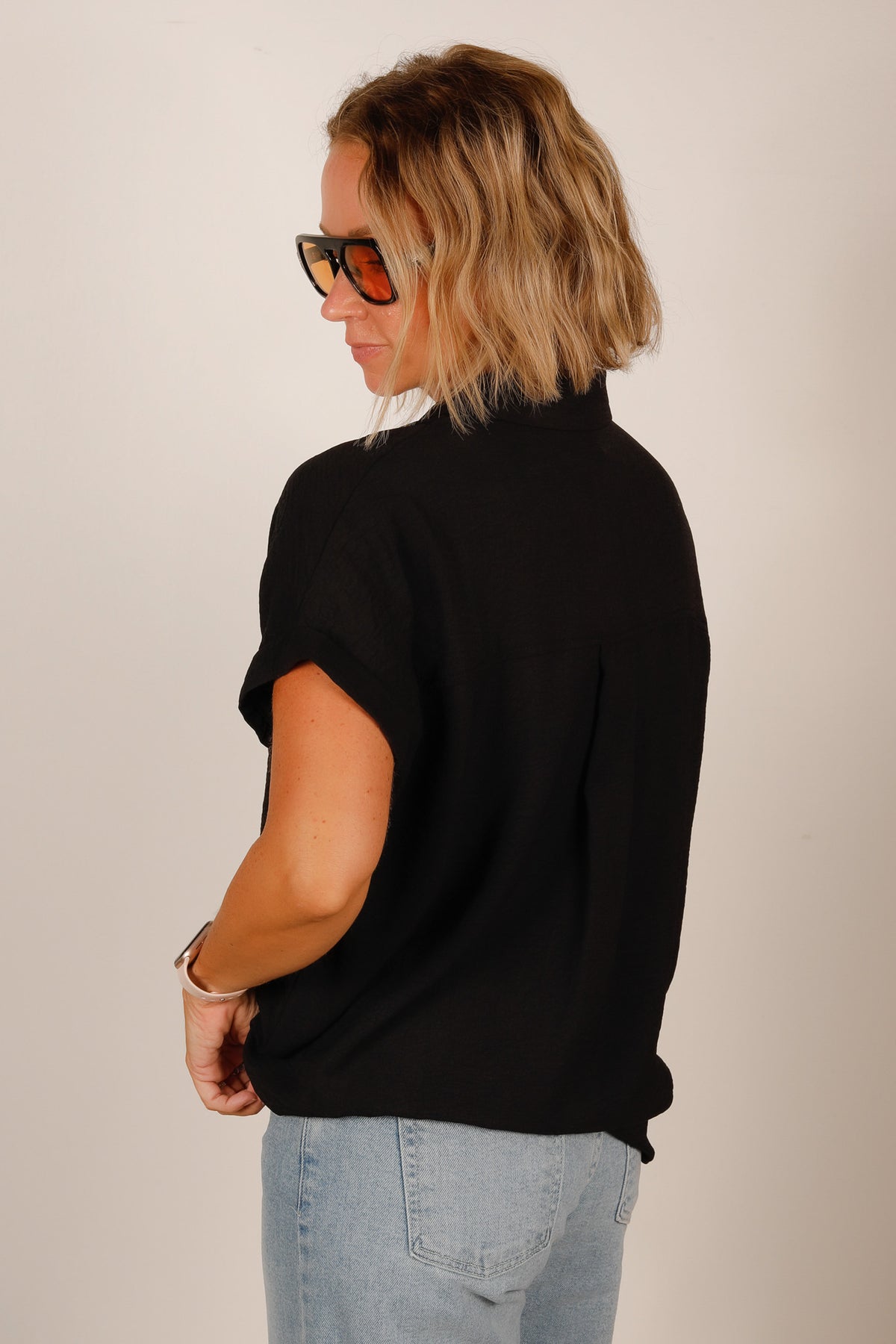 Black V-Neck Flowy Top - FINAL SALE