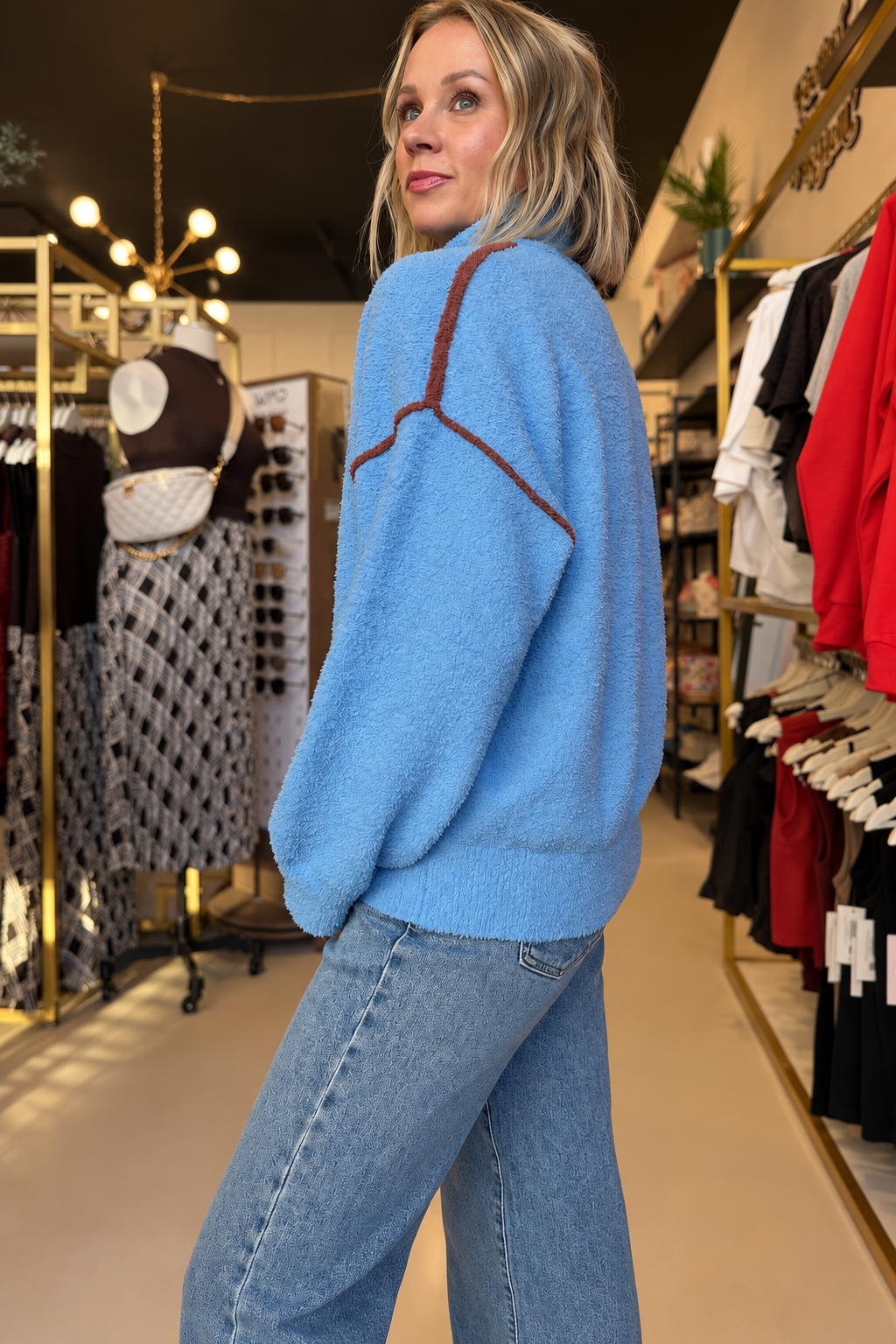 Blue & Brown Zip Fleece Jacket