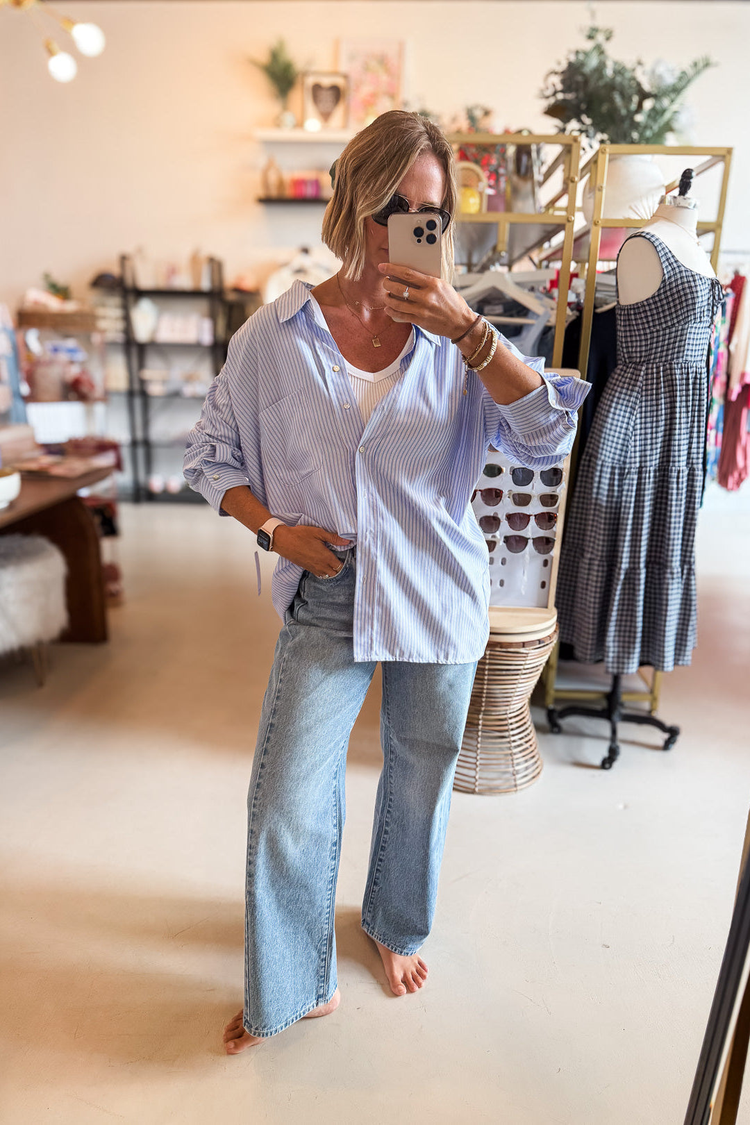 Jennifer Blue Stripe Button Up