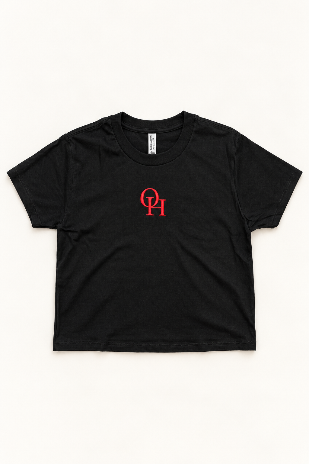 OH Embroidered Black Boxy Tee