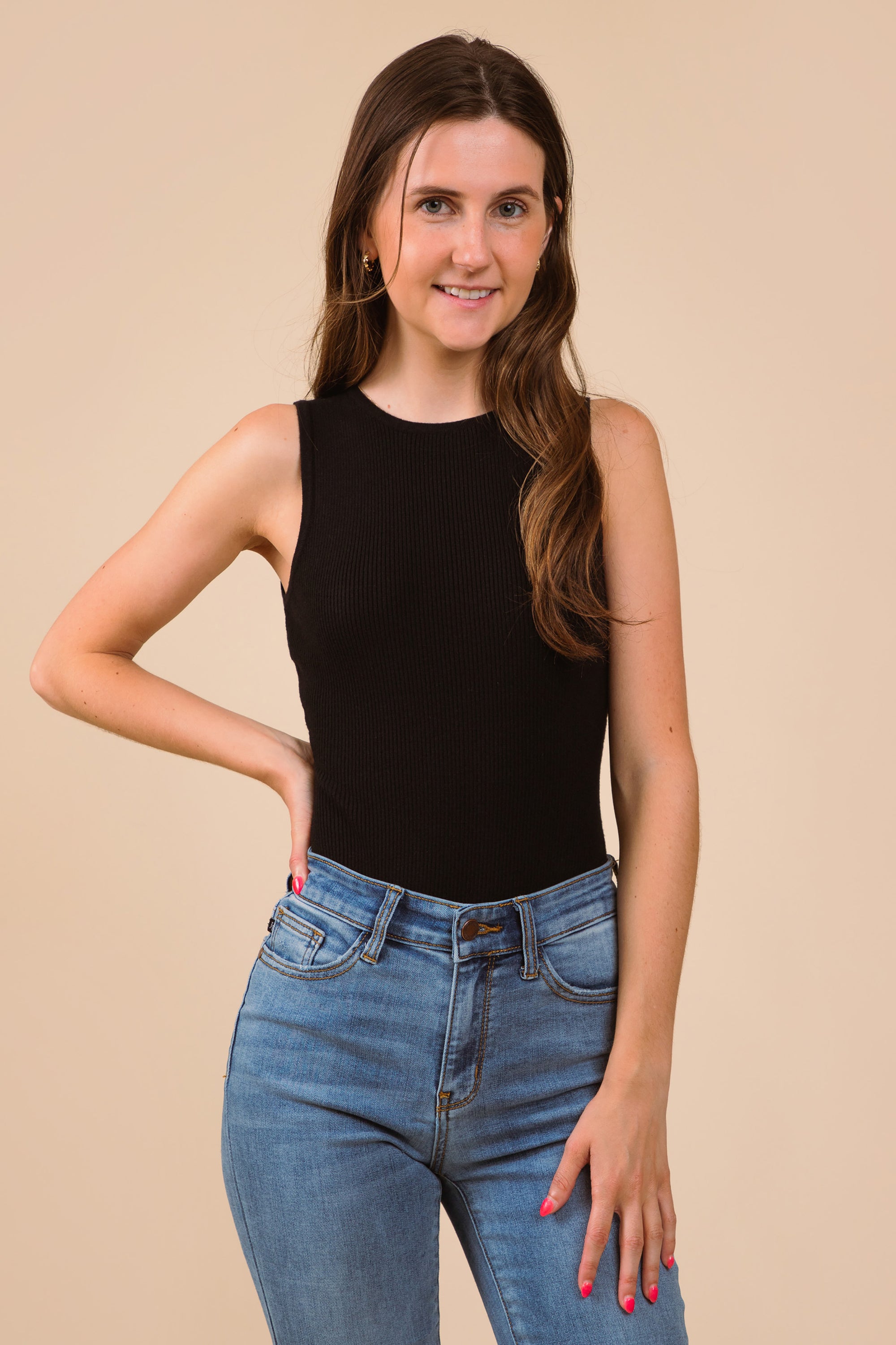 Black High Neck Ribbed Bodysuit