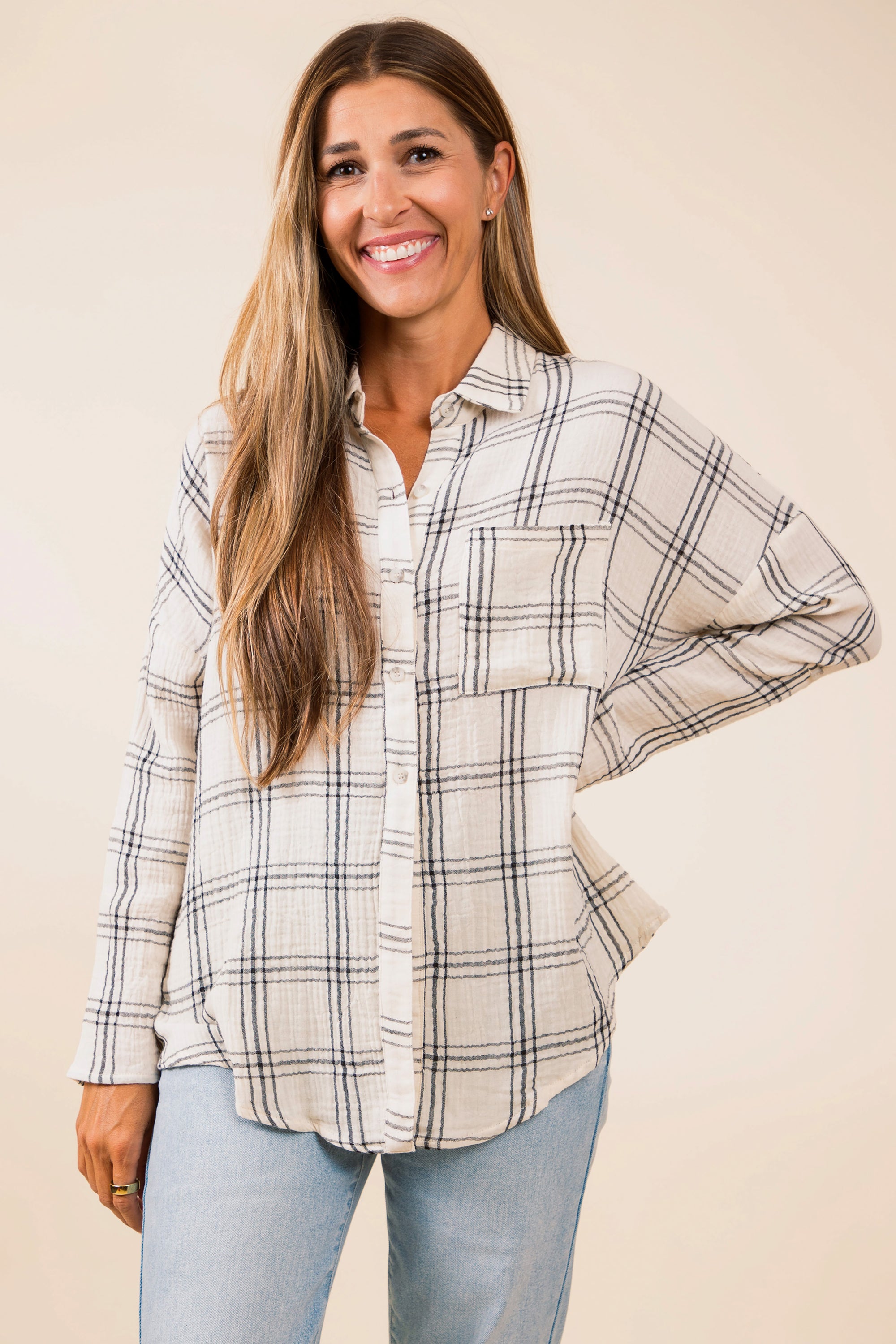 Emily Plaid Button Down Top - FINAL SALE