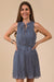 Navy Pleated Sleeveless Mini Dress - FINAL SALE
