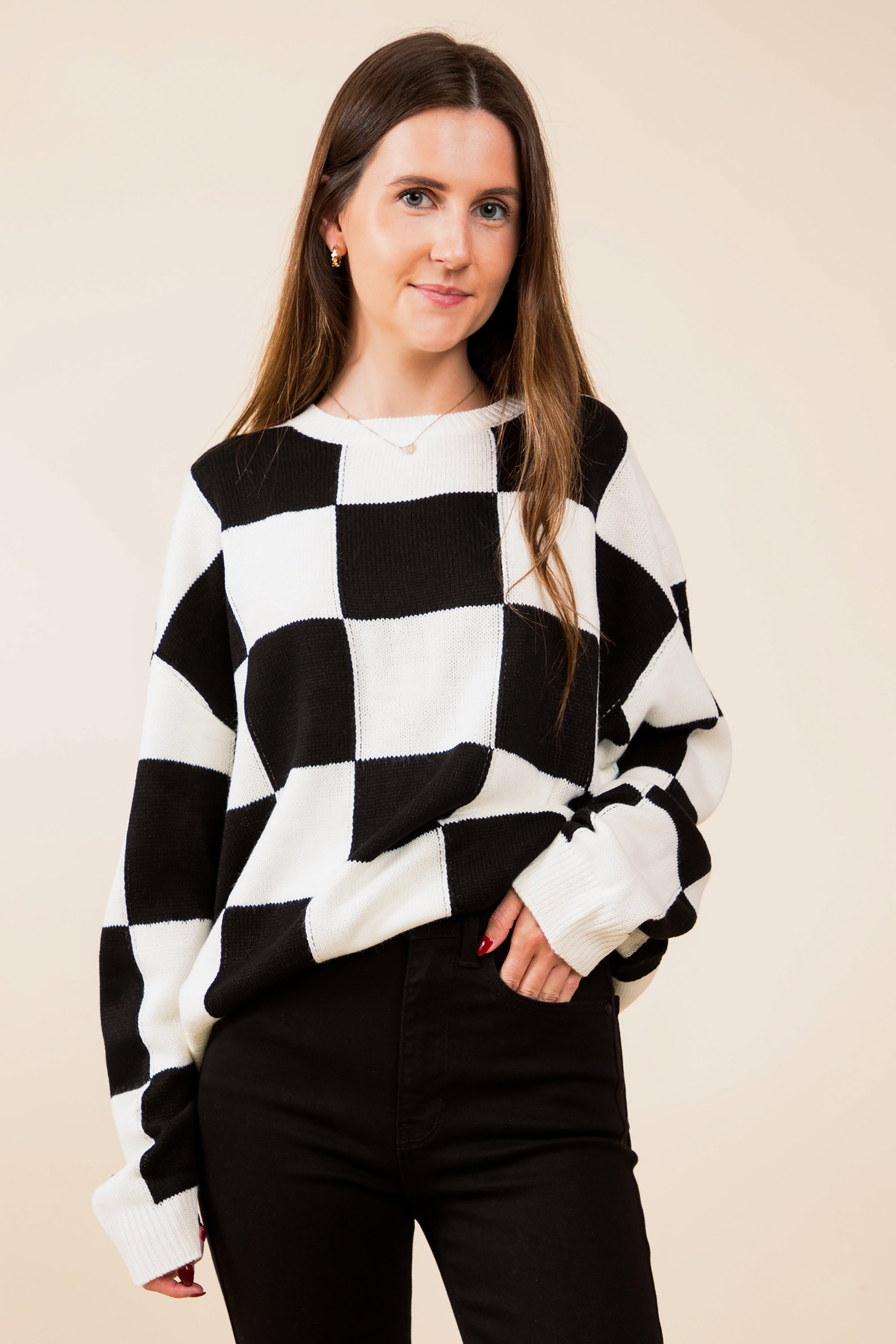 Black & White Checkered Sweater