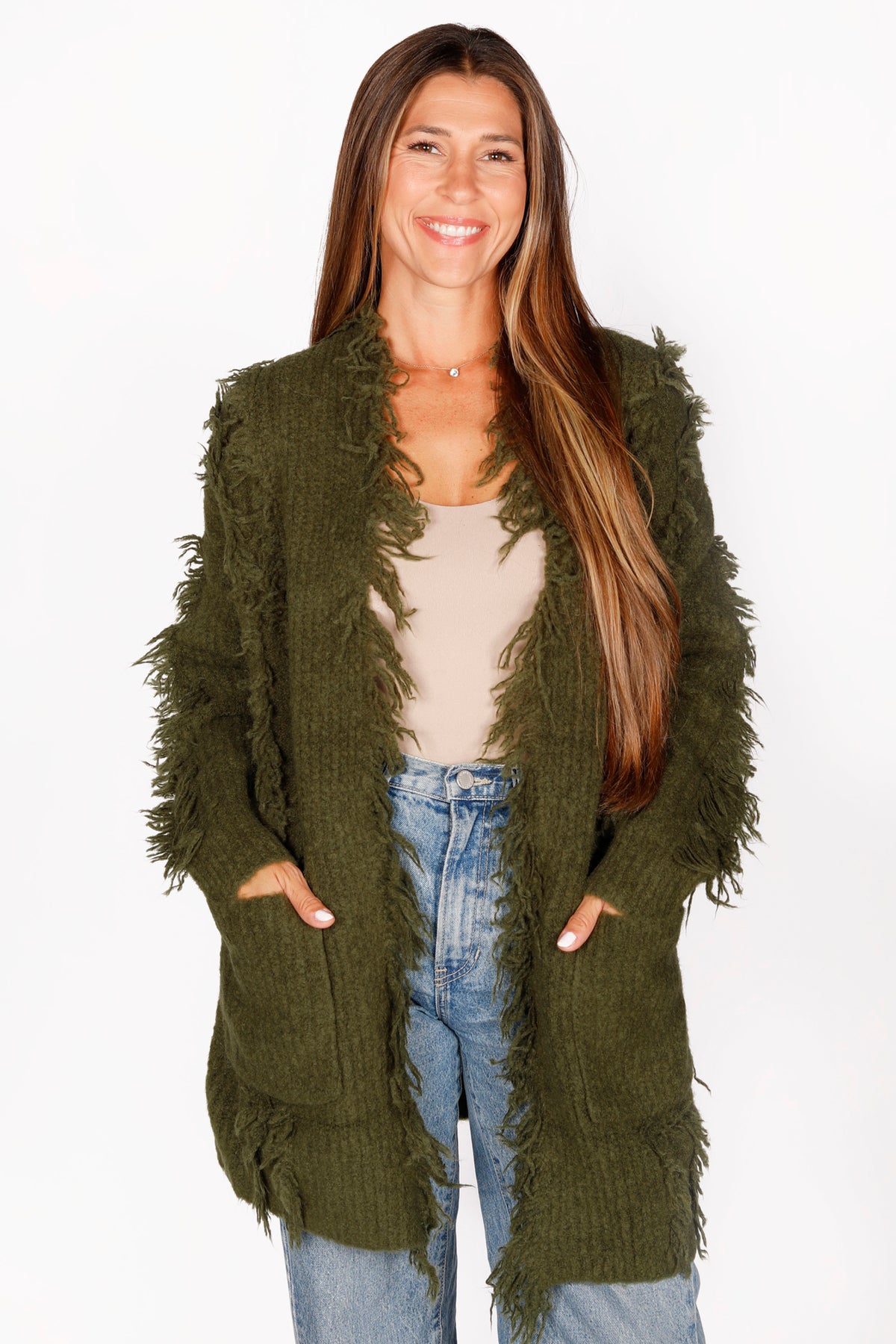 Green Shaggy Cardigan