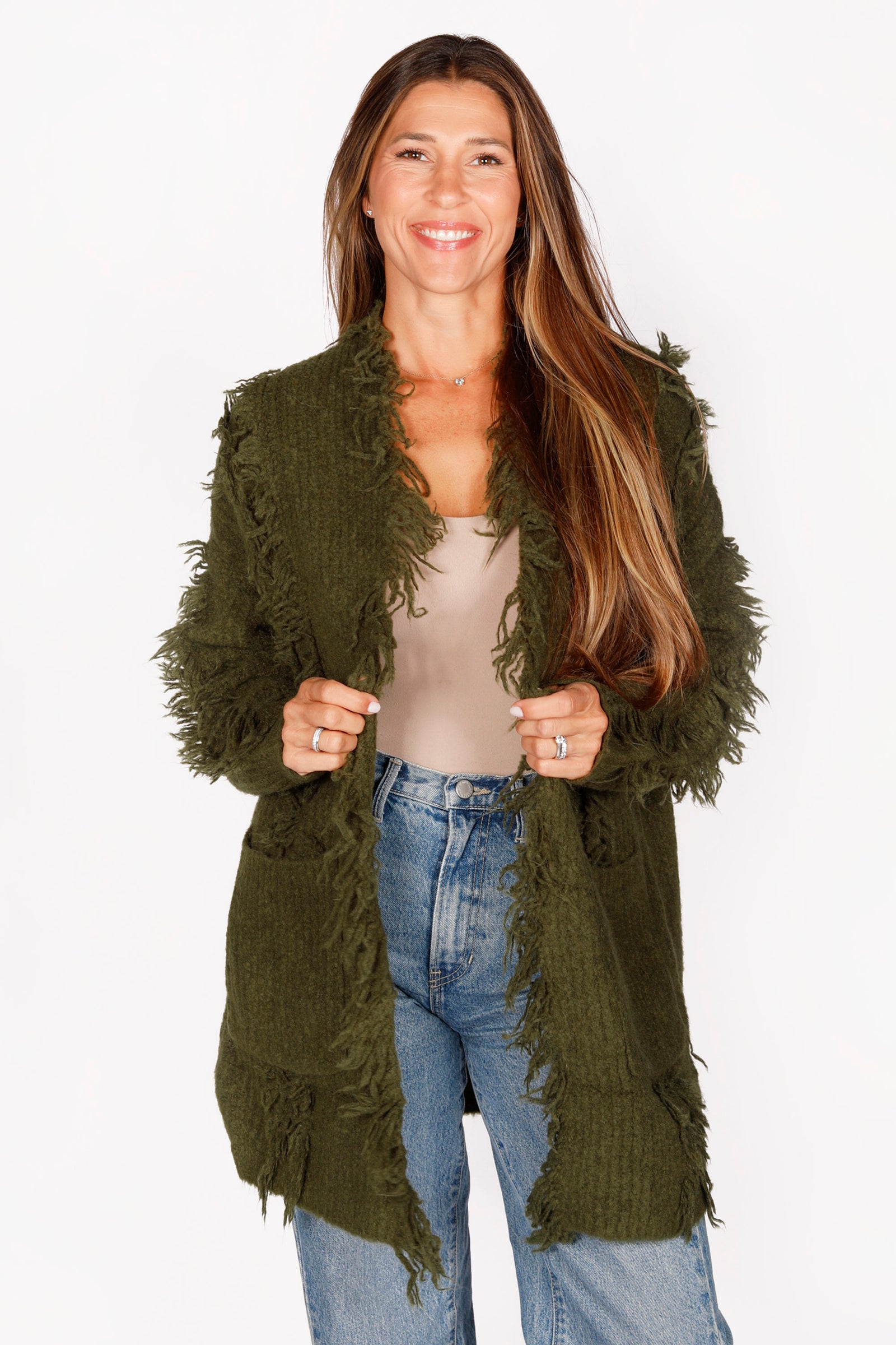 Green Shaggy Cardigan