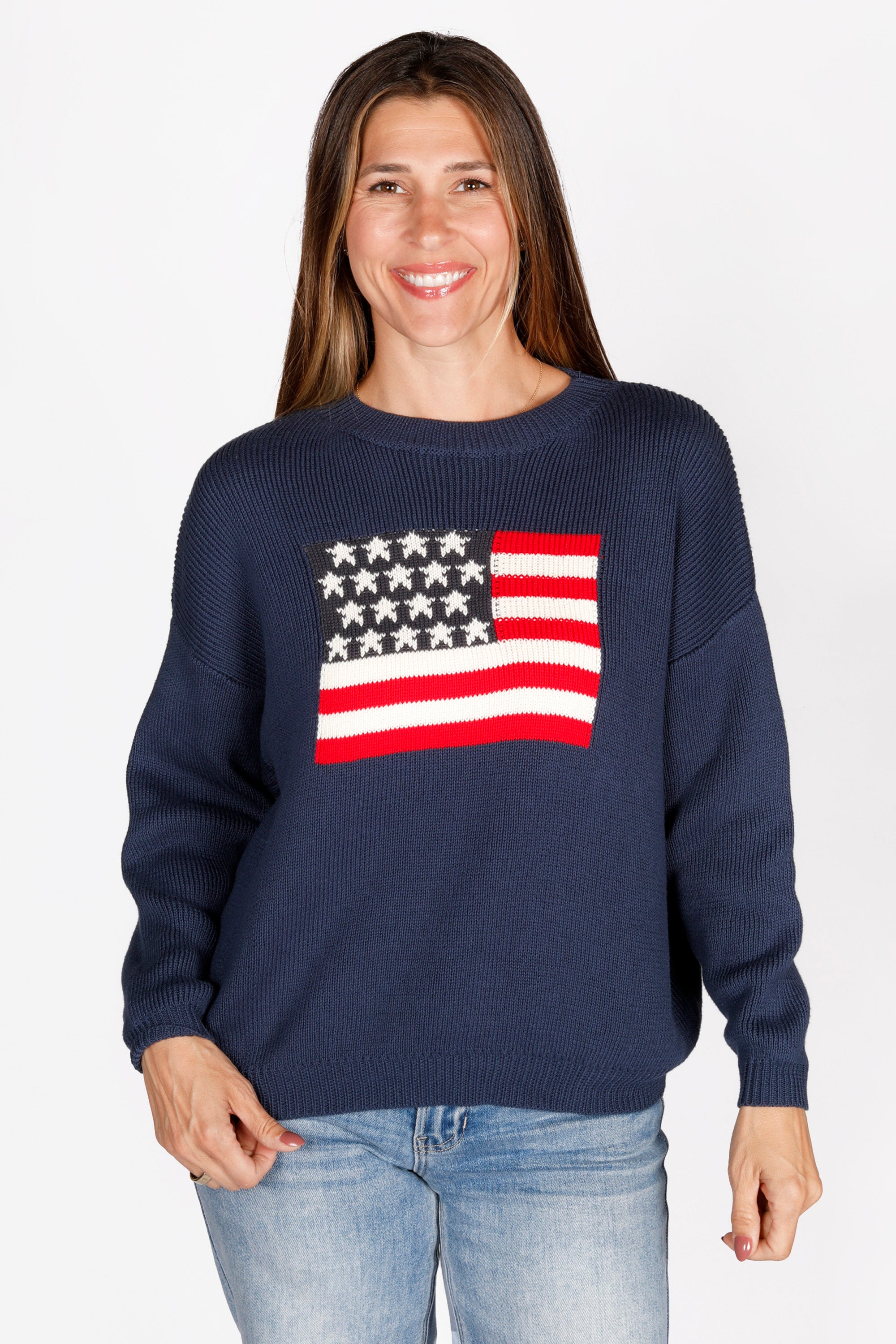 Navy Flag Sweater Top