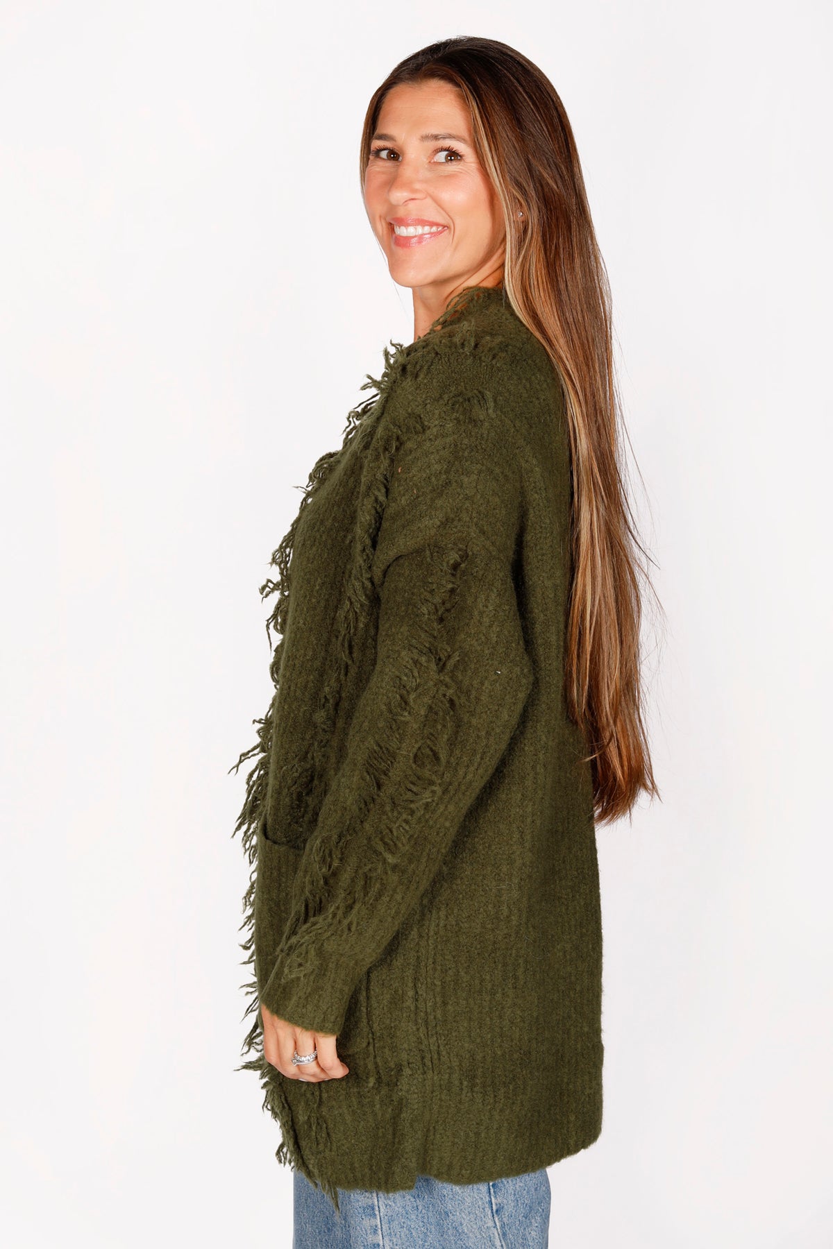 Green Shaggy Cardigan