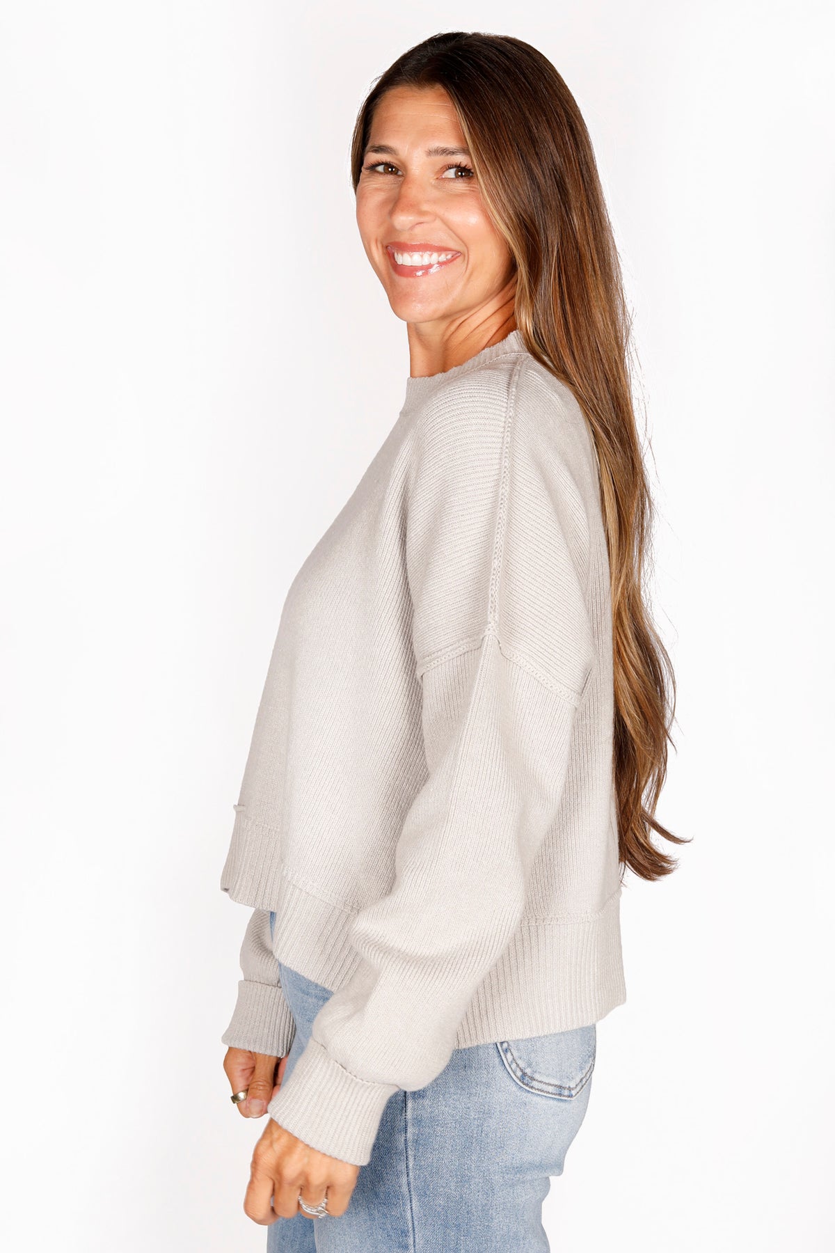 Light Grey Drop Sleeve Sweater