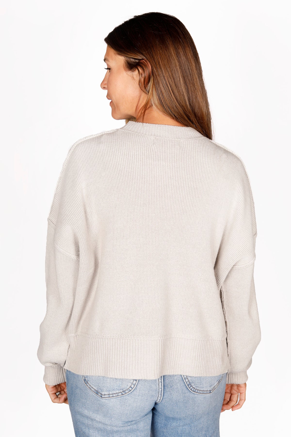 Light Grey Drop Sleeve Sweater