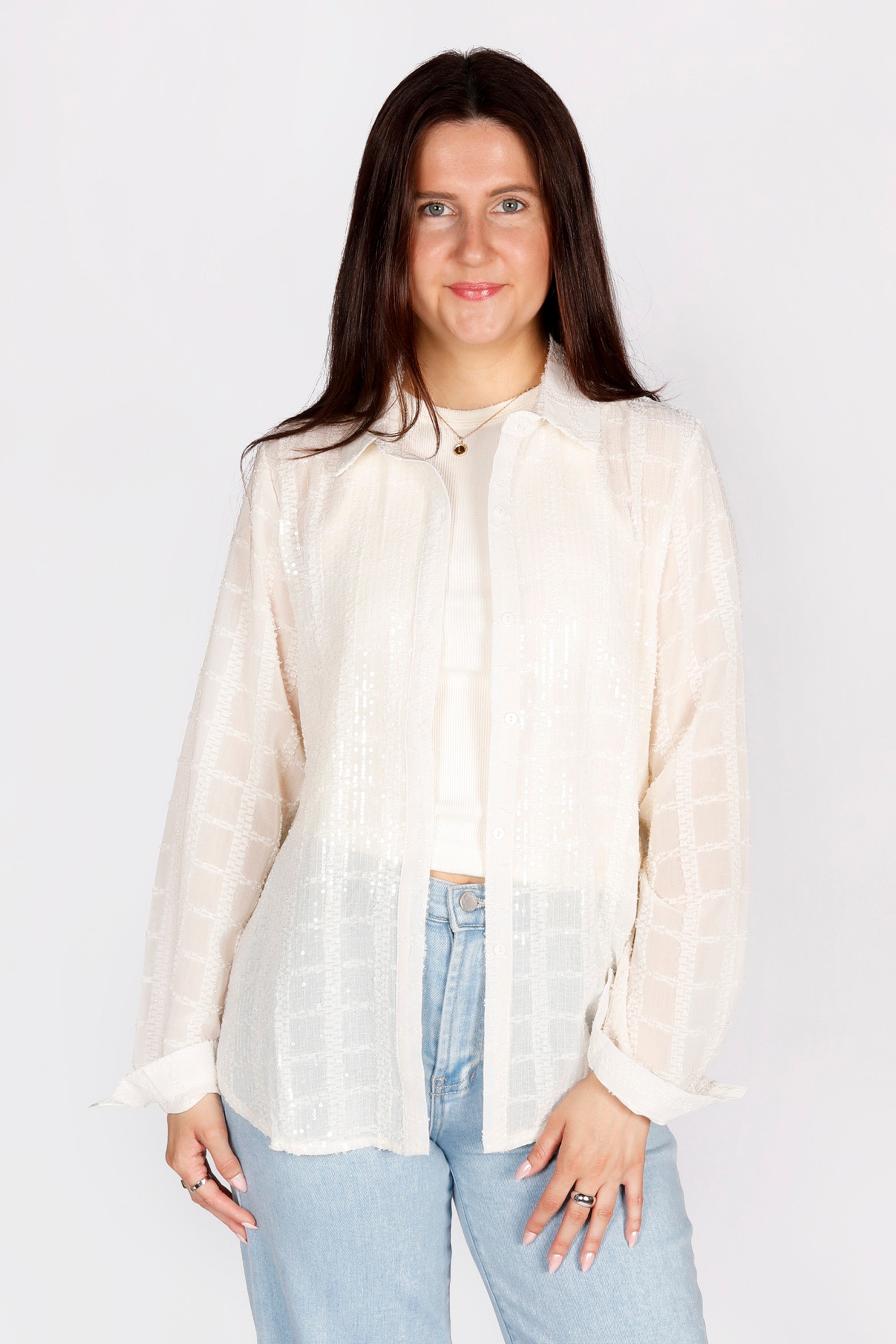 Mabel Beige Sequined Top