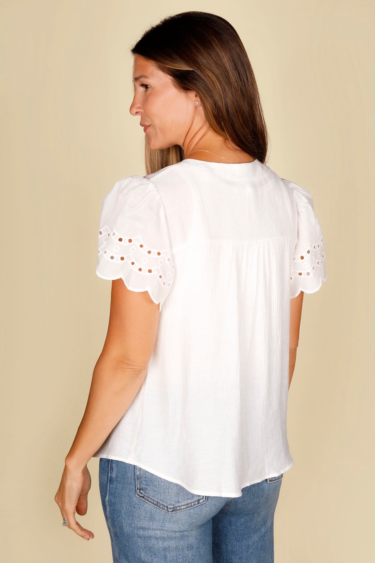 Everly White Eyelet Top