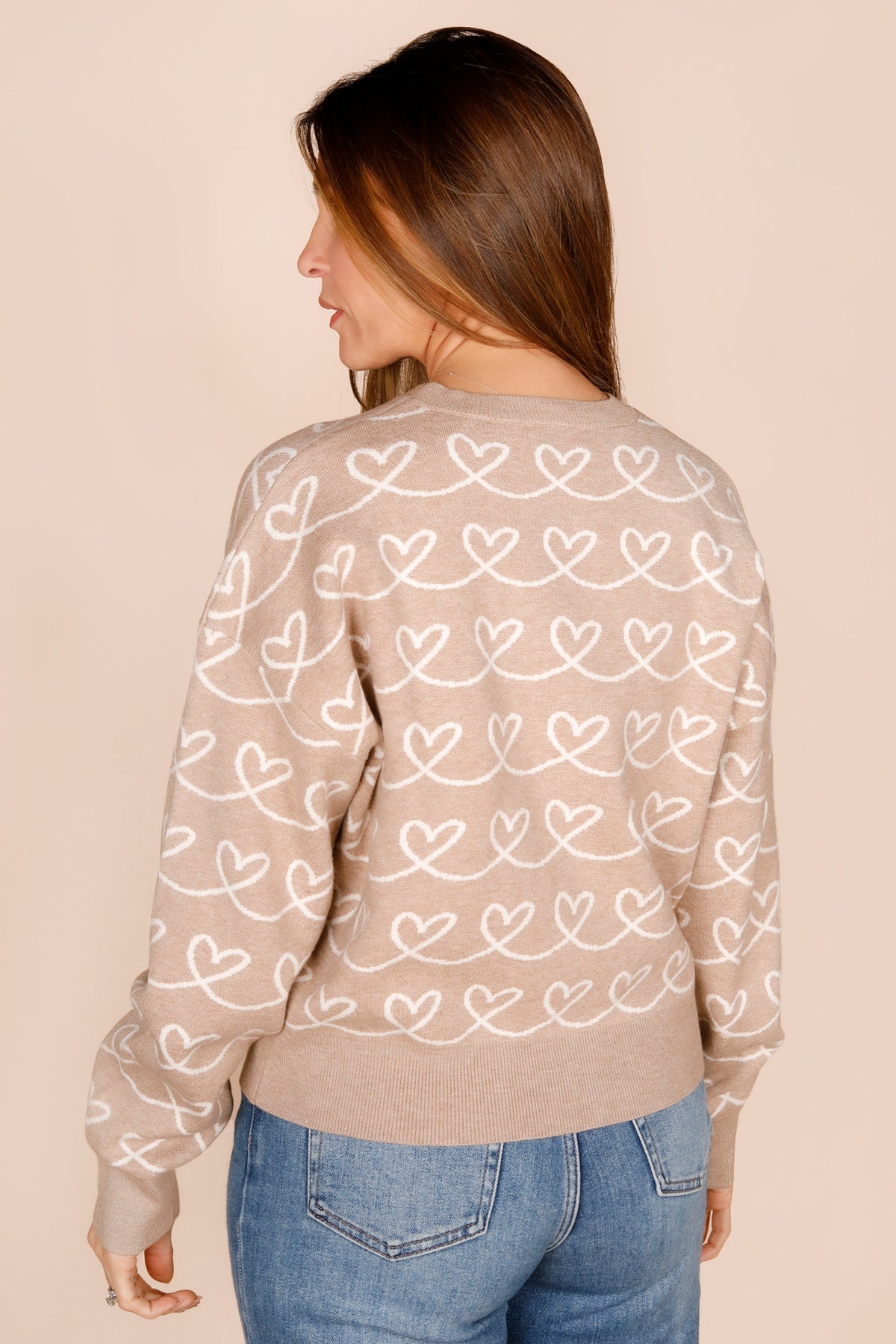 Tan &amp; Cream Heart Sweater