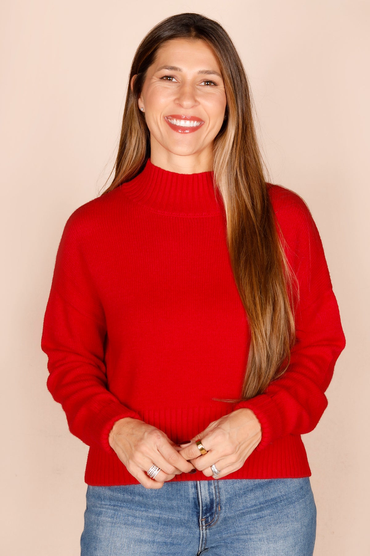 Ruby Red Drop Sleeve Sweater