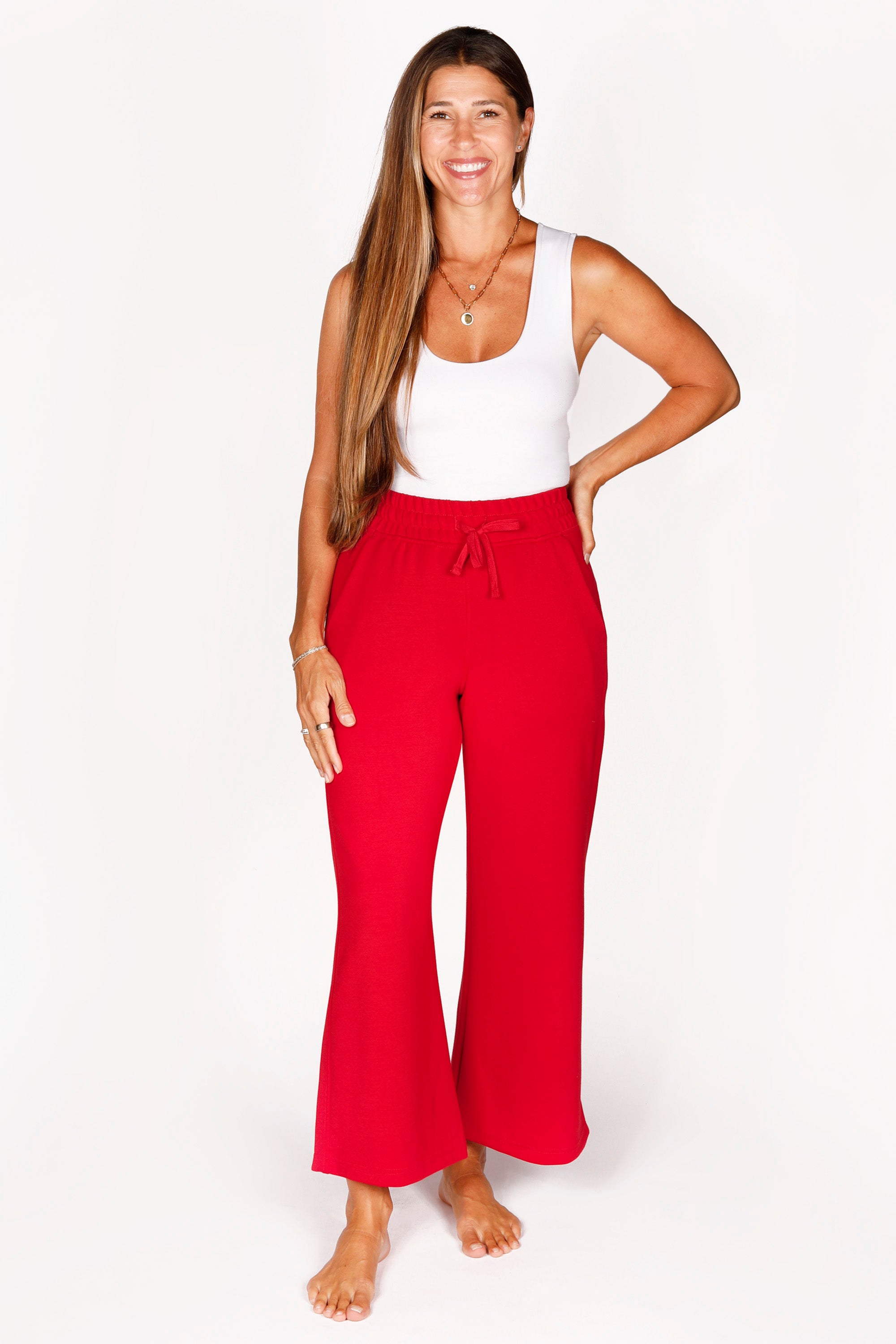 True Red Cropped Lounge Pant
