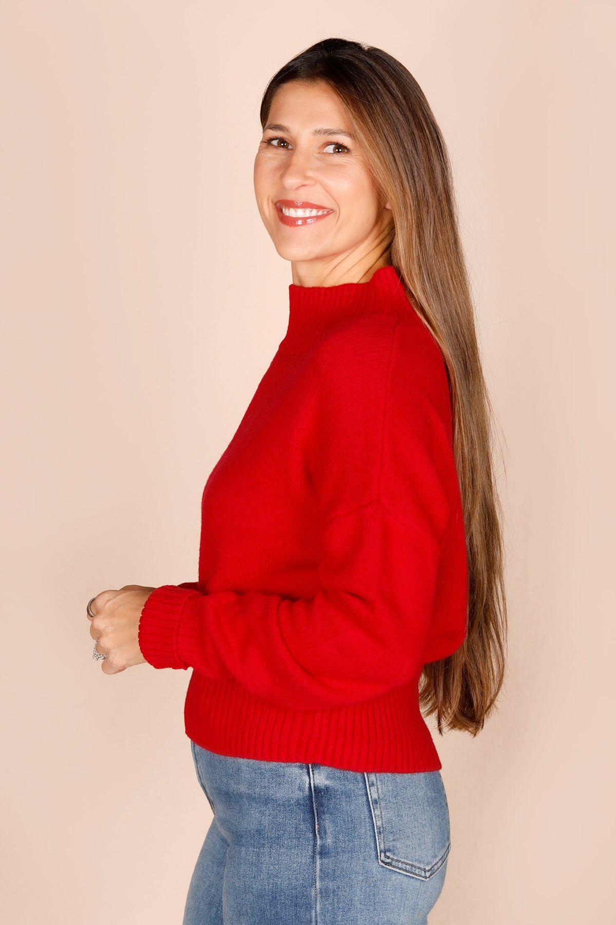 Ruby Red Drop Sleeve Sweater