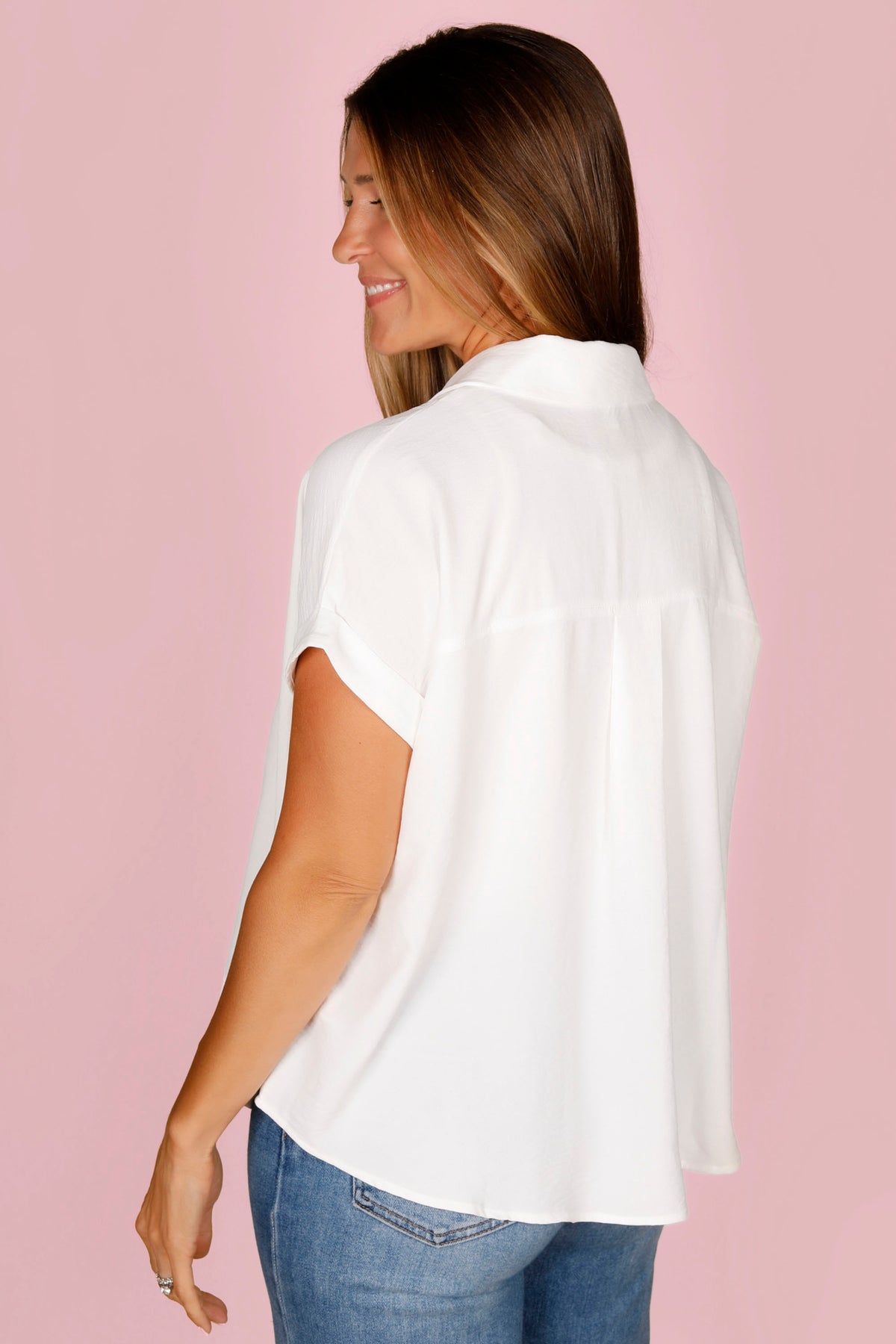 White V-Neck Flowy Top