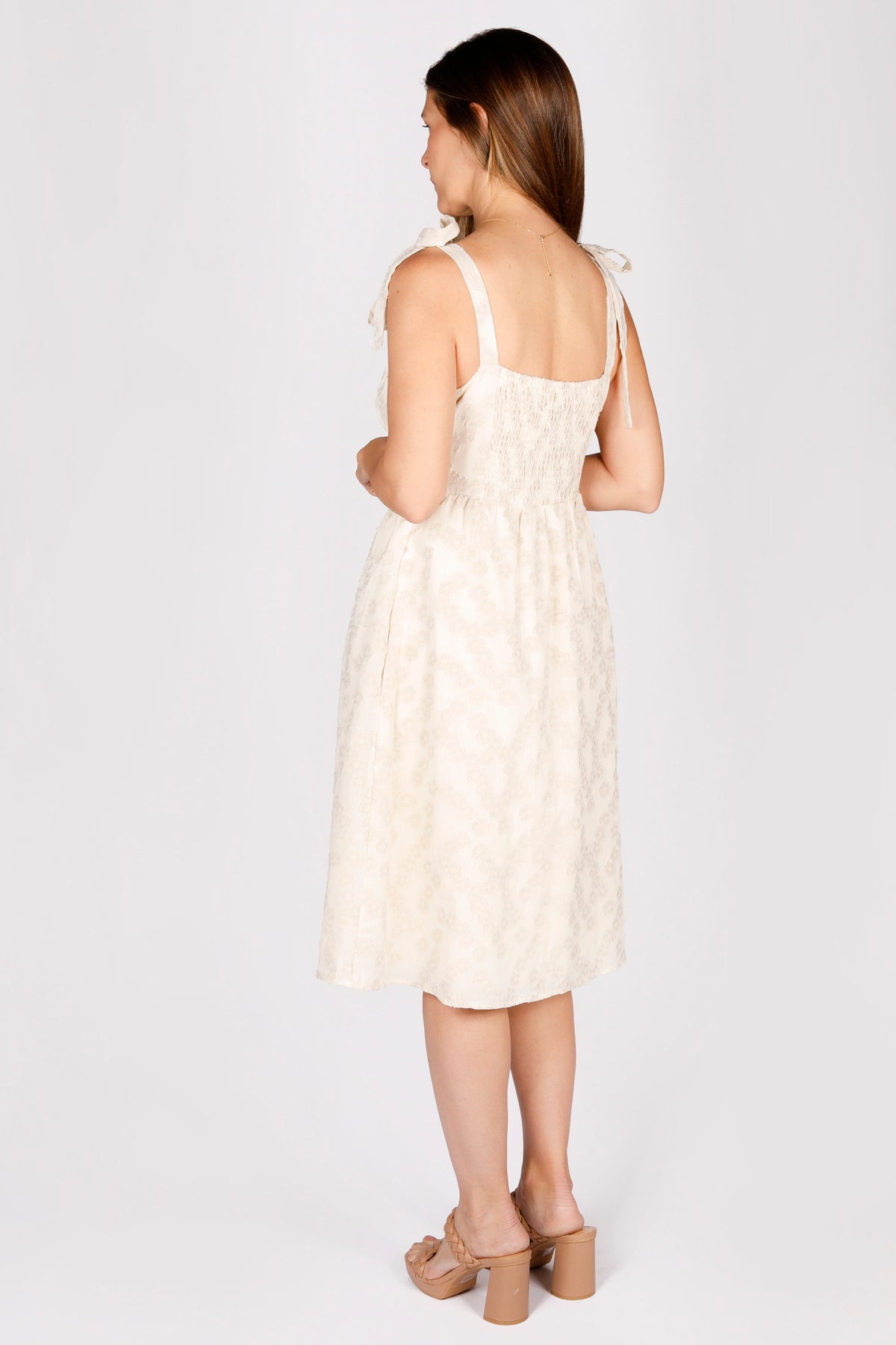 Sarah Cream Jacquard Midi Dress - FINAL SALE