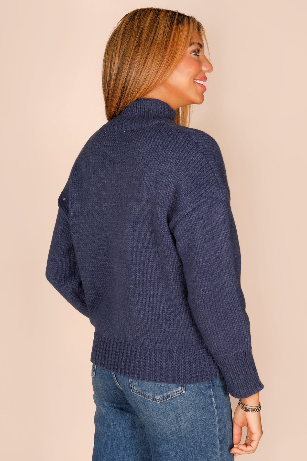 Navy Chunky Knit Ski Sweater
