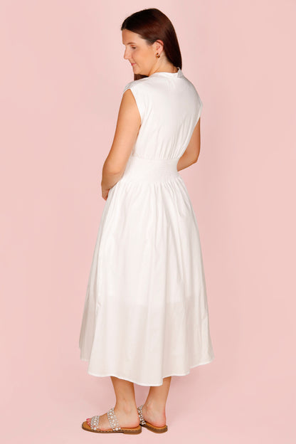 White Zip Smocked Dress - FINAL SALE
