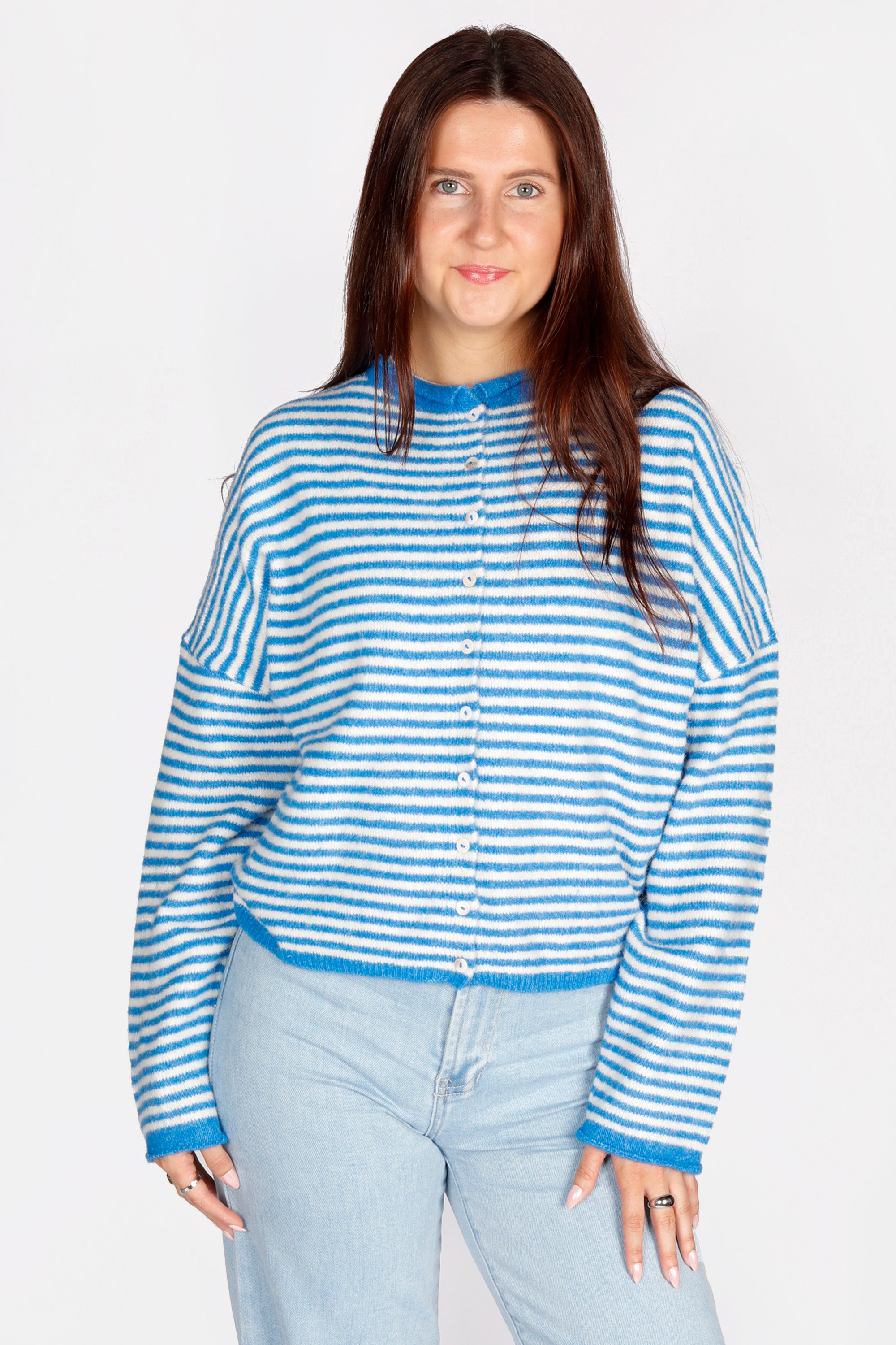 Blue & White Lightweight Cardigan