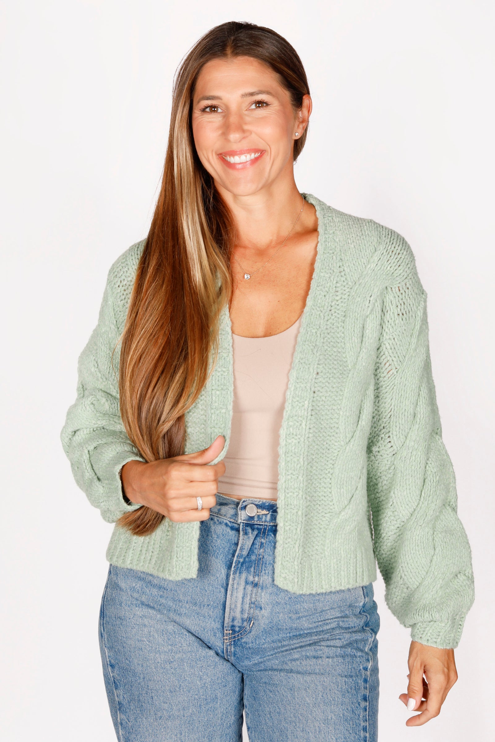 Alice Sage Chunky Knit Cardigan