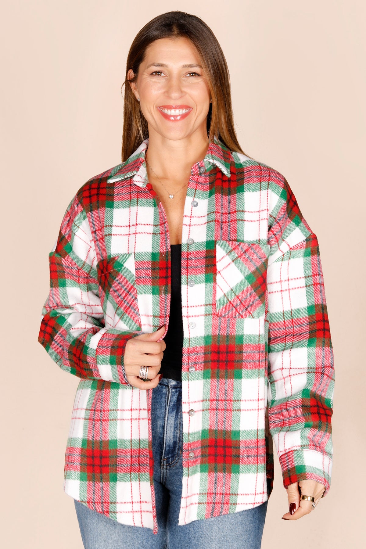 Holiday Plaid Shacket - FINAL SALE