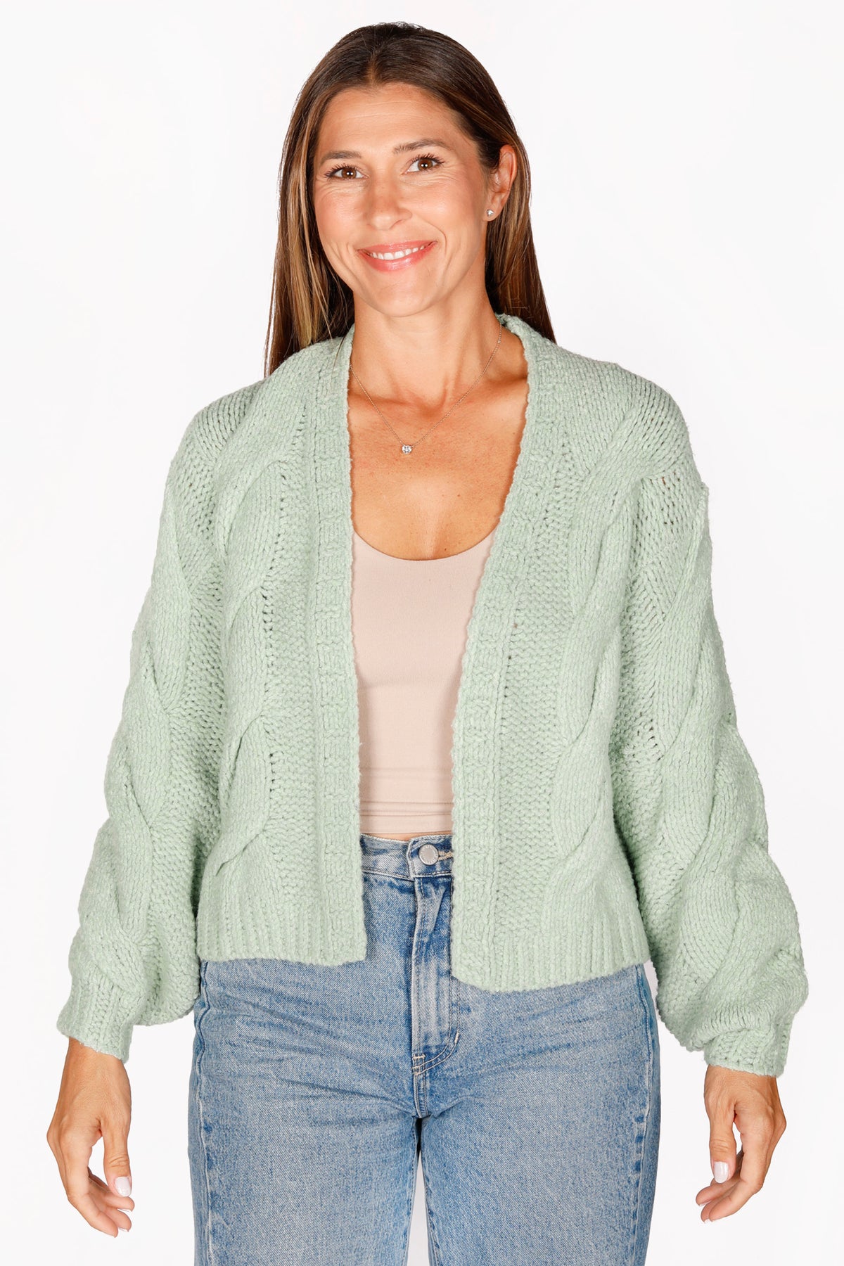 Alice Sage Chunky Knit Cardigan