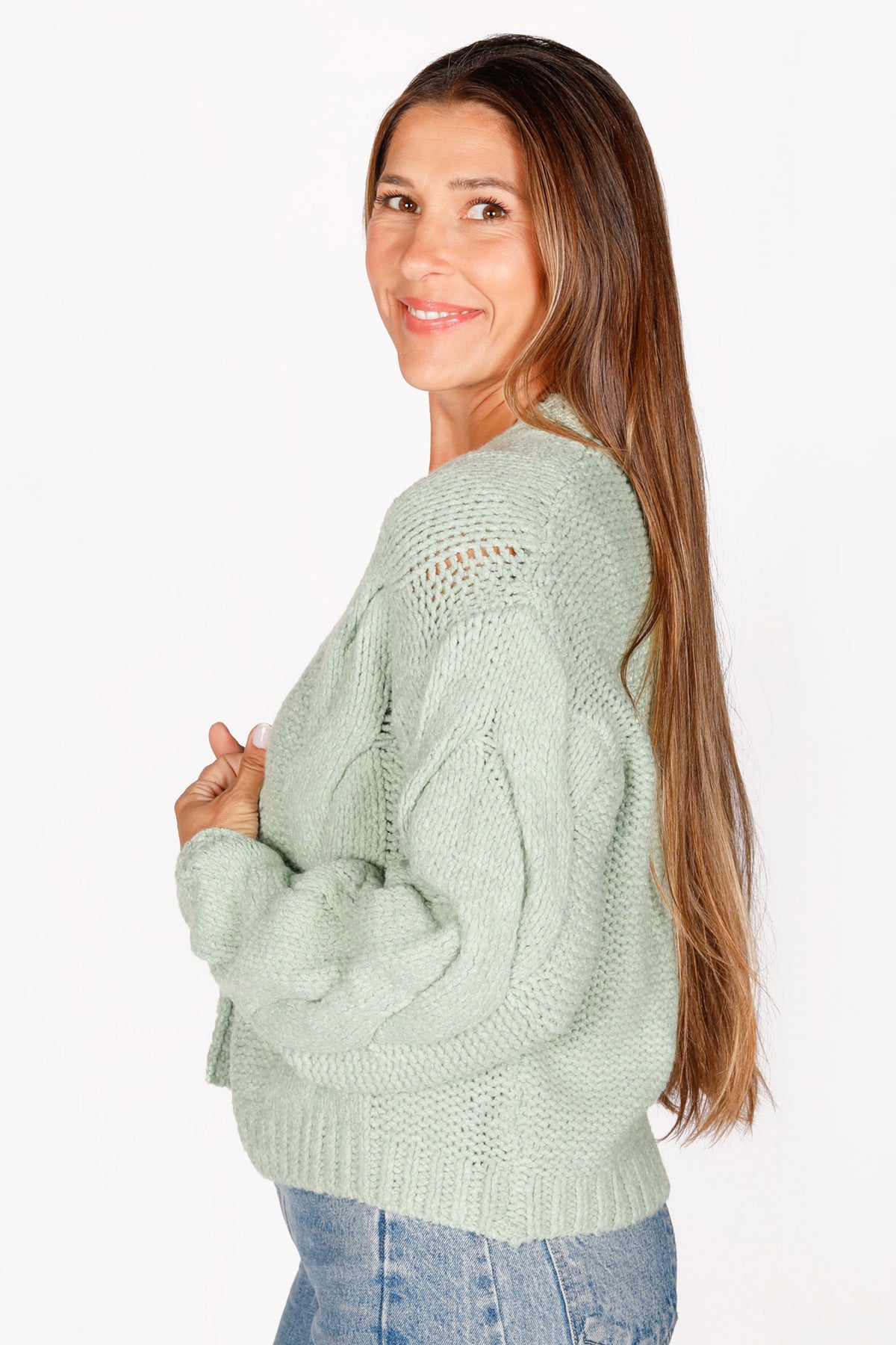 Alice Sage Chunky Knit Cardigan