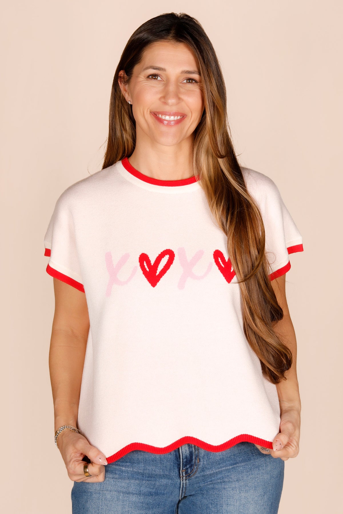 XOXO Scalloped Knit Top