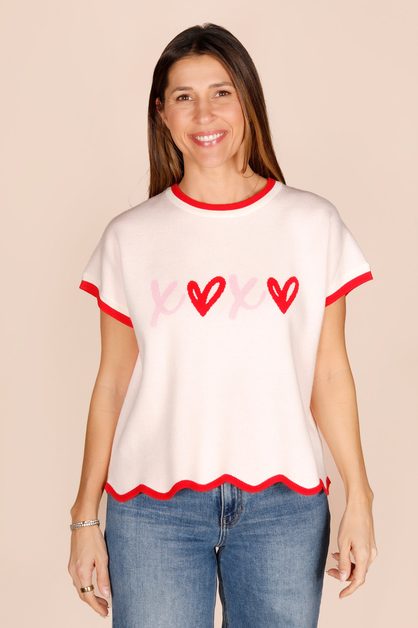 XOXO Scalloped Knit Top