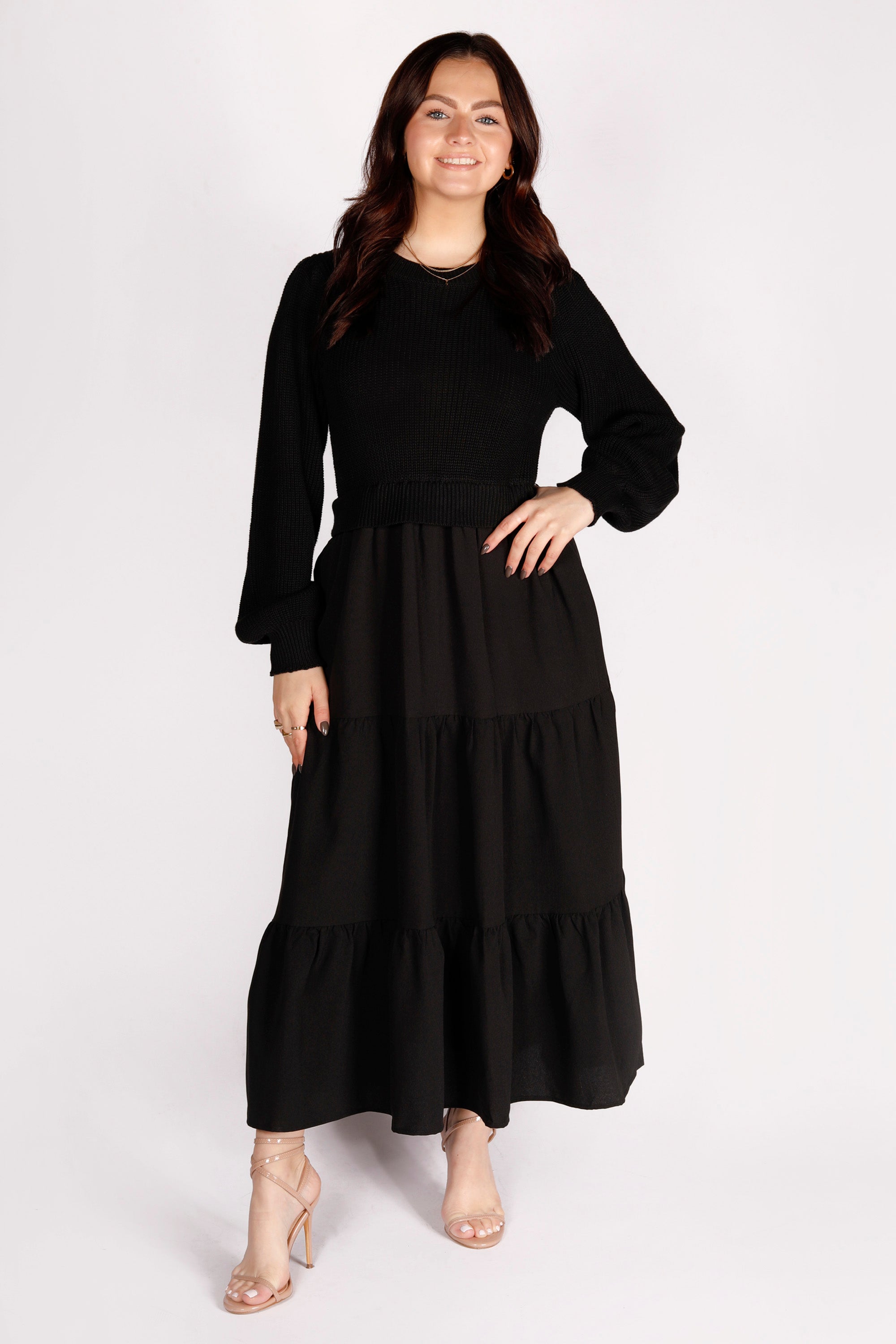 Black Sweater Midi Dress