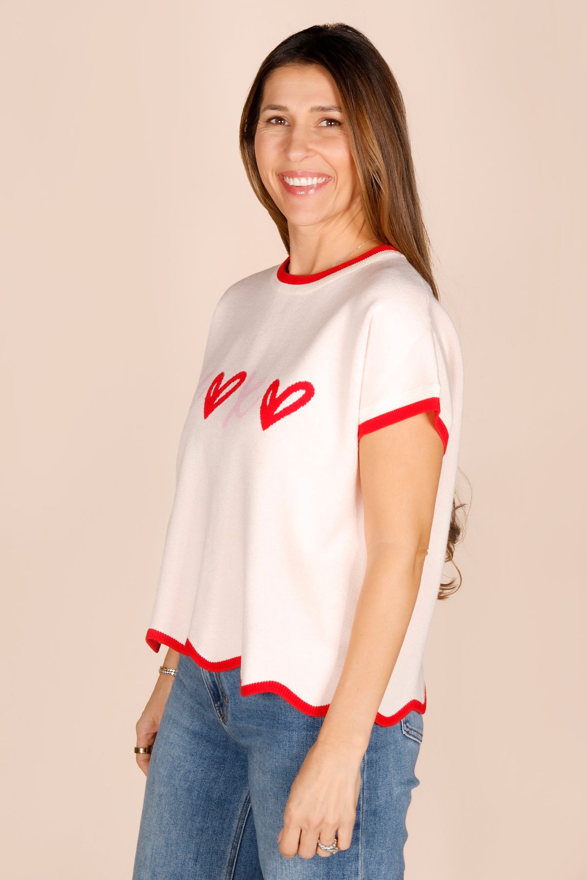 XOXO Scalloped Knit Top