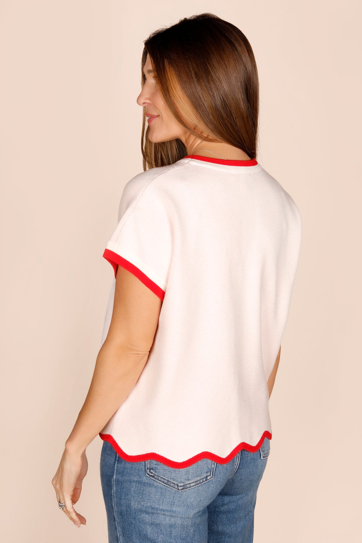 XOXO Scalloped Knit Top