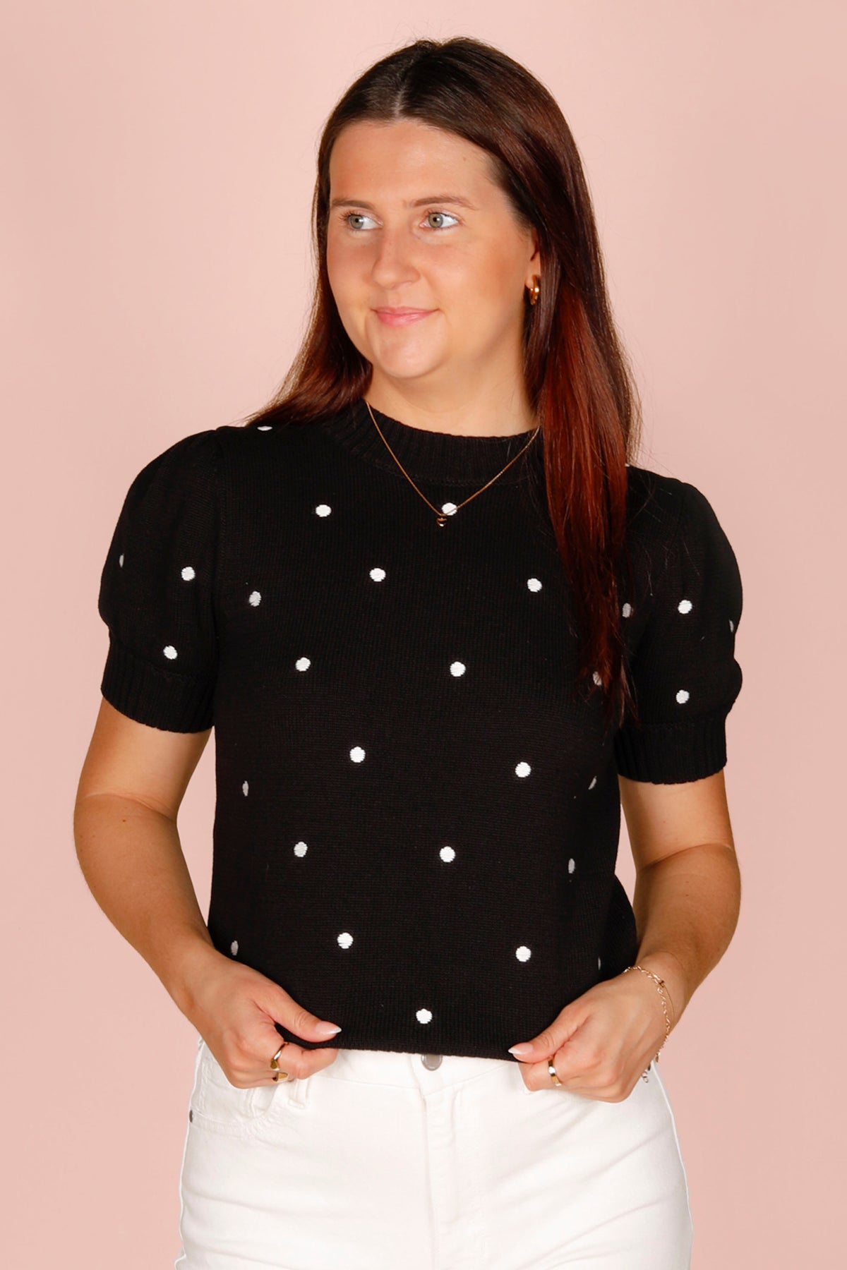 Black Polka Dot Embroidered Top