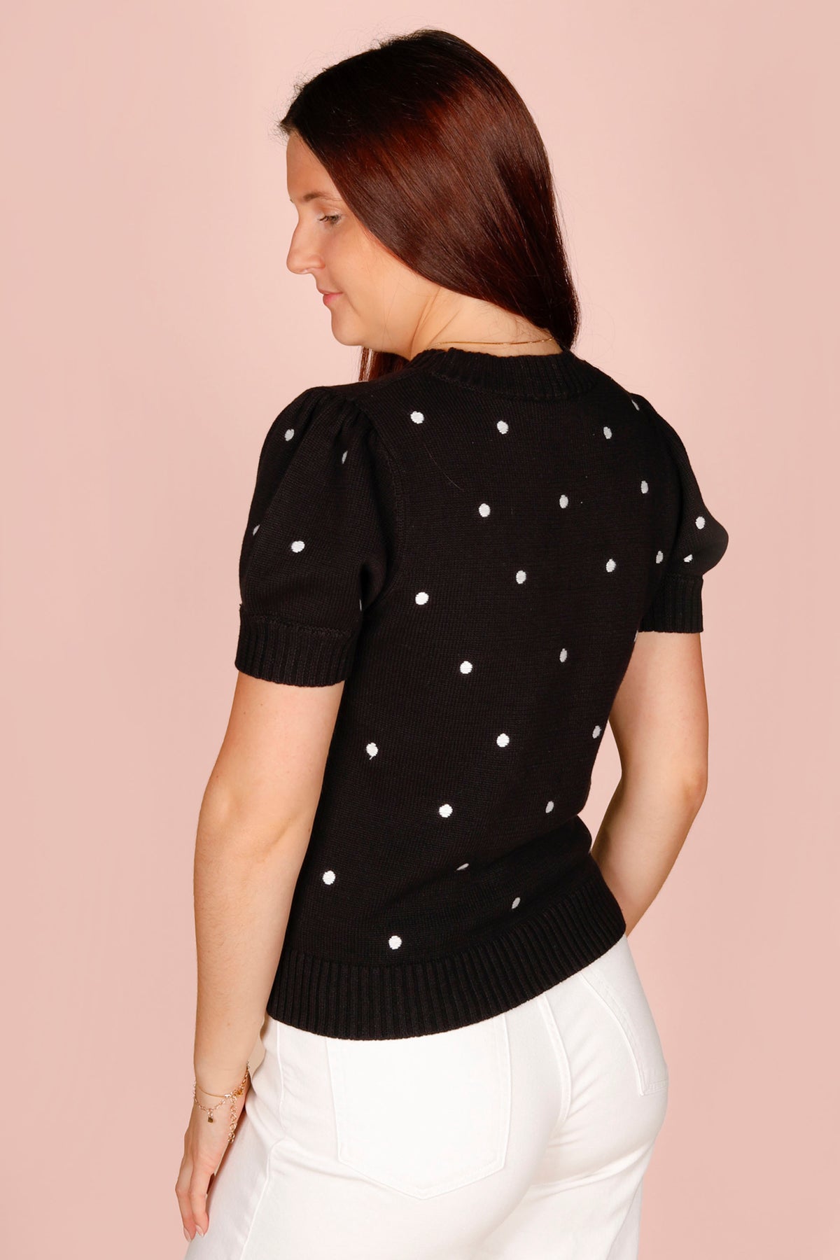 Black Polka Dot Embroidered Top
