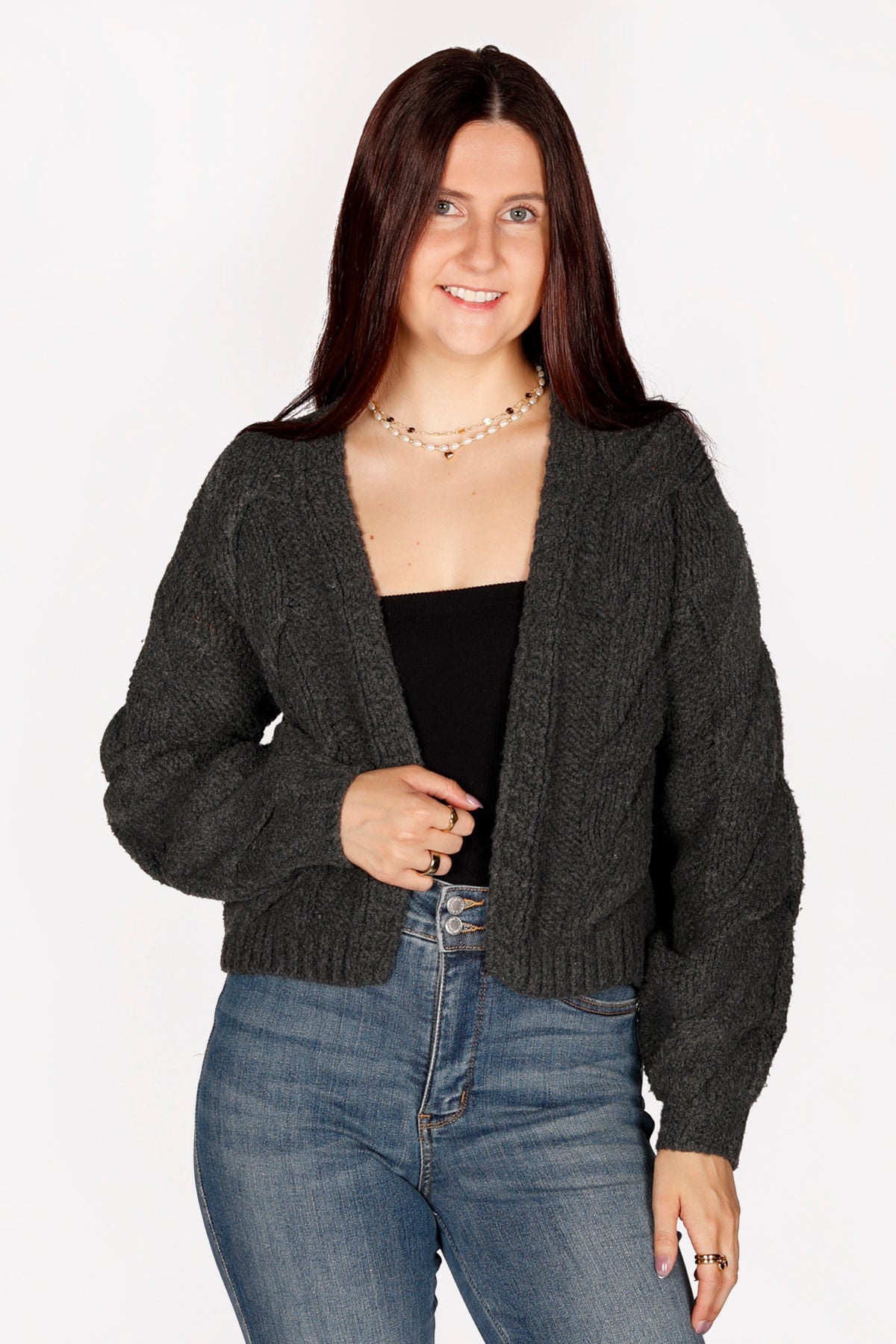 Alice Charcoal Knit Cardigan