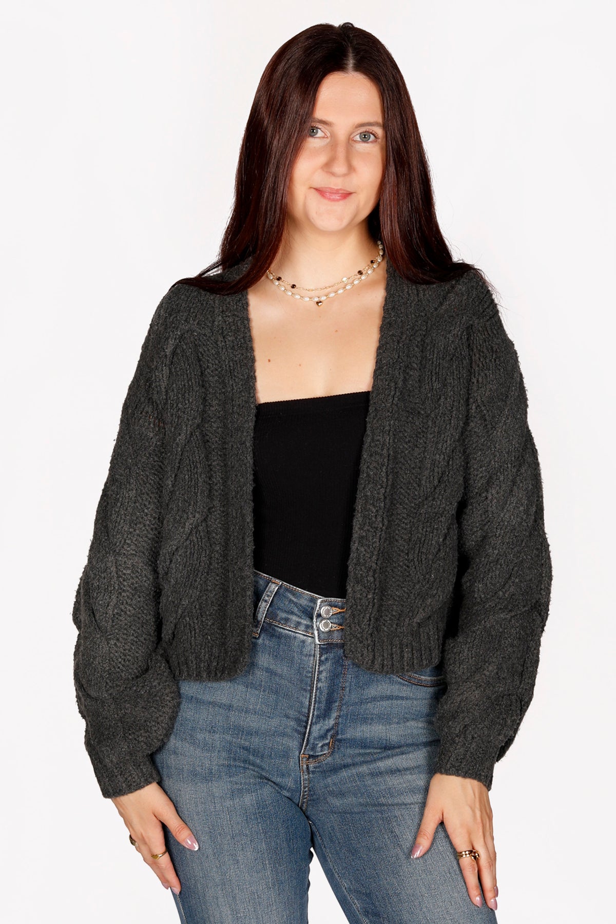 Alice Charcoal Knit Cardigan