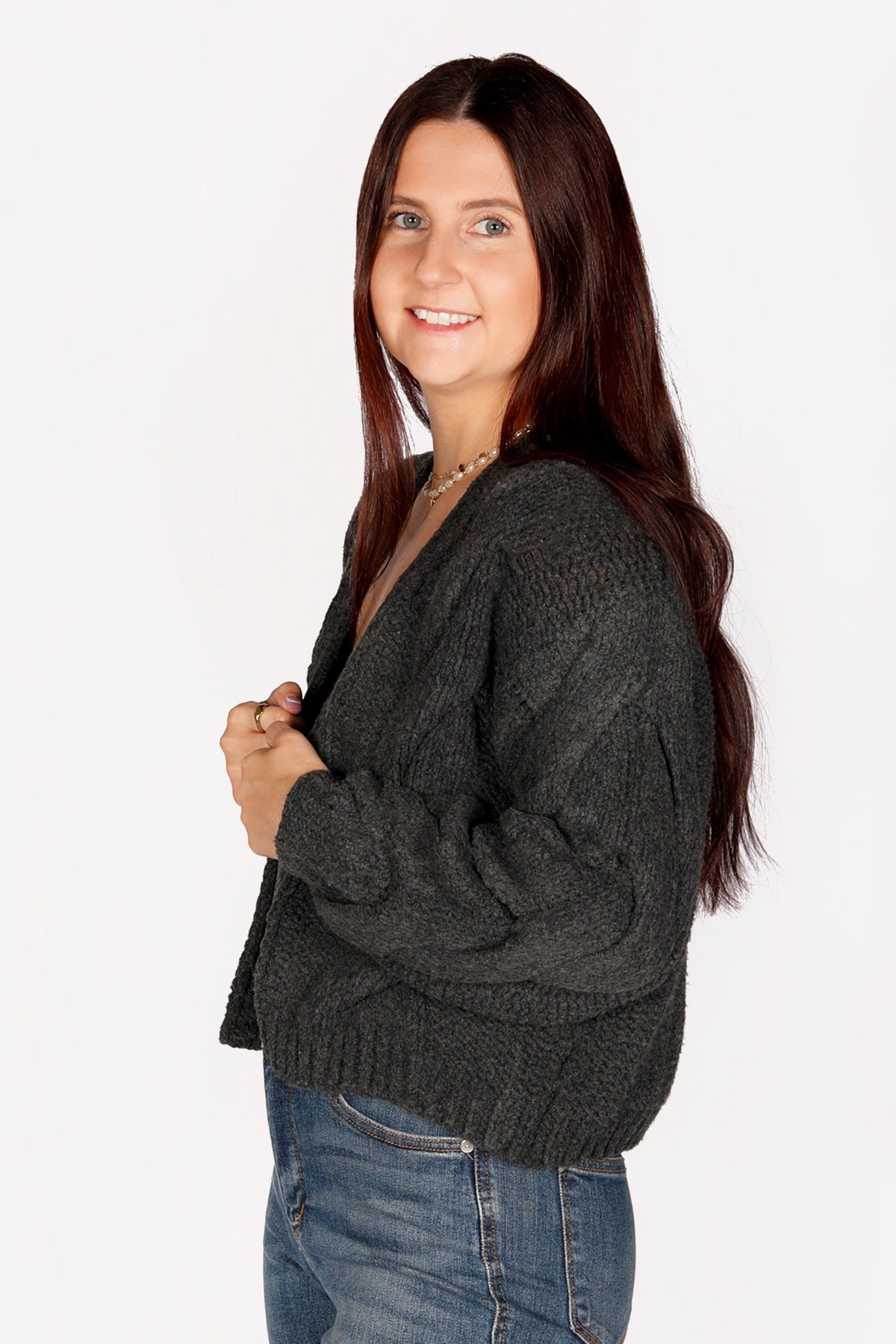 Alice Charcoal Knit Cardigan