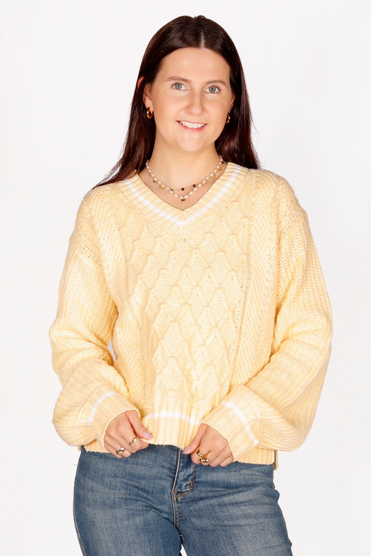 Addison Canary Cable Knit Sweater