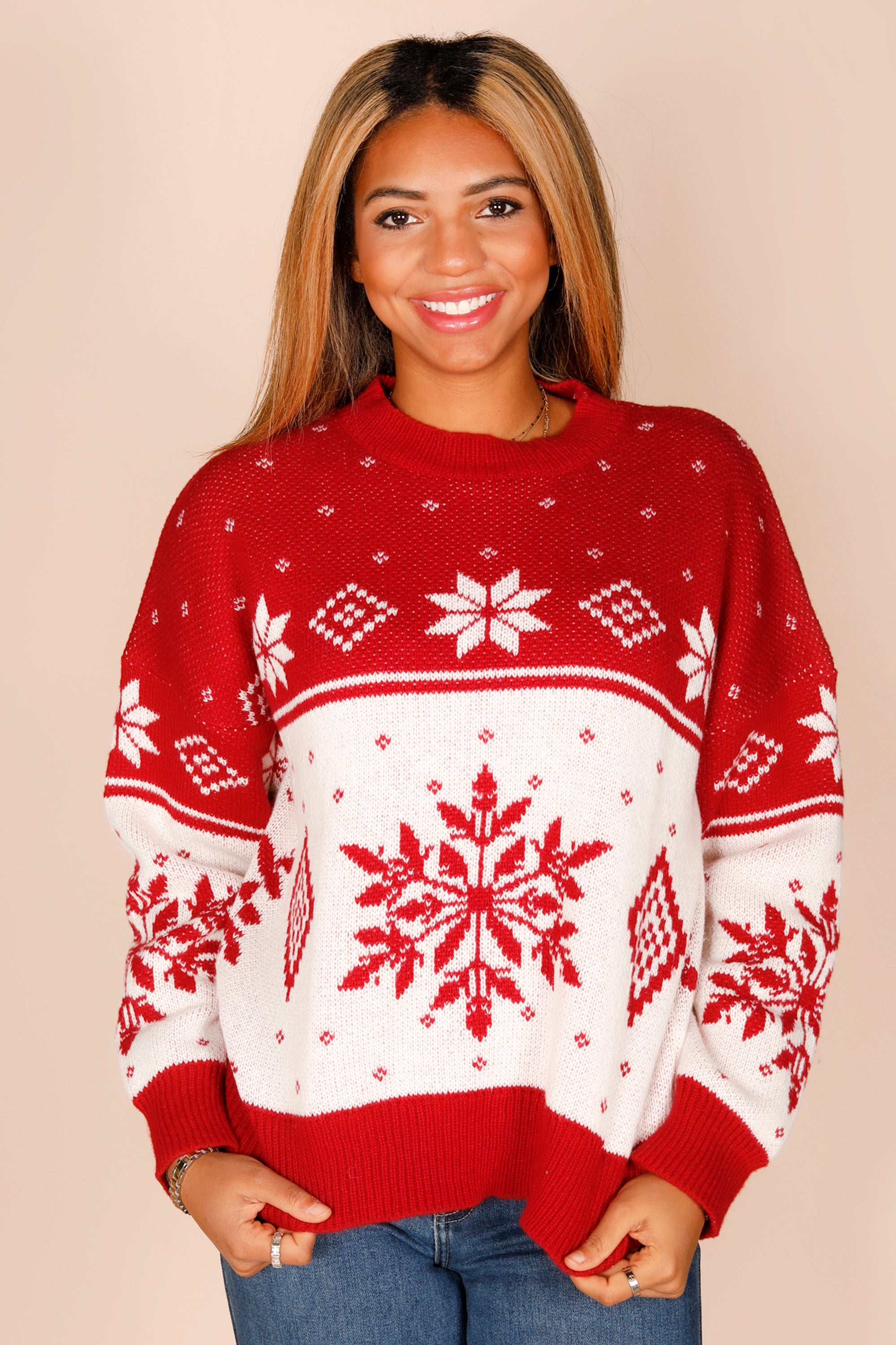 Burgundy Fair Isle Sweater