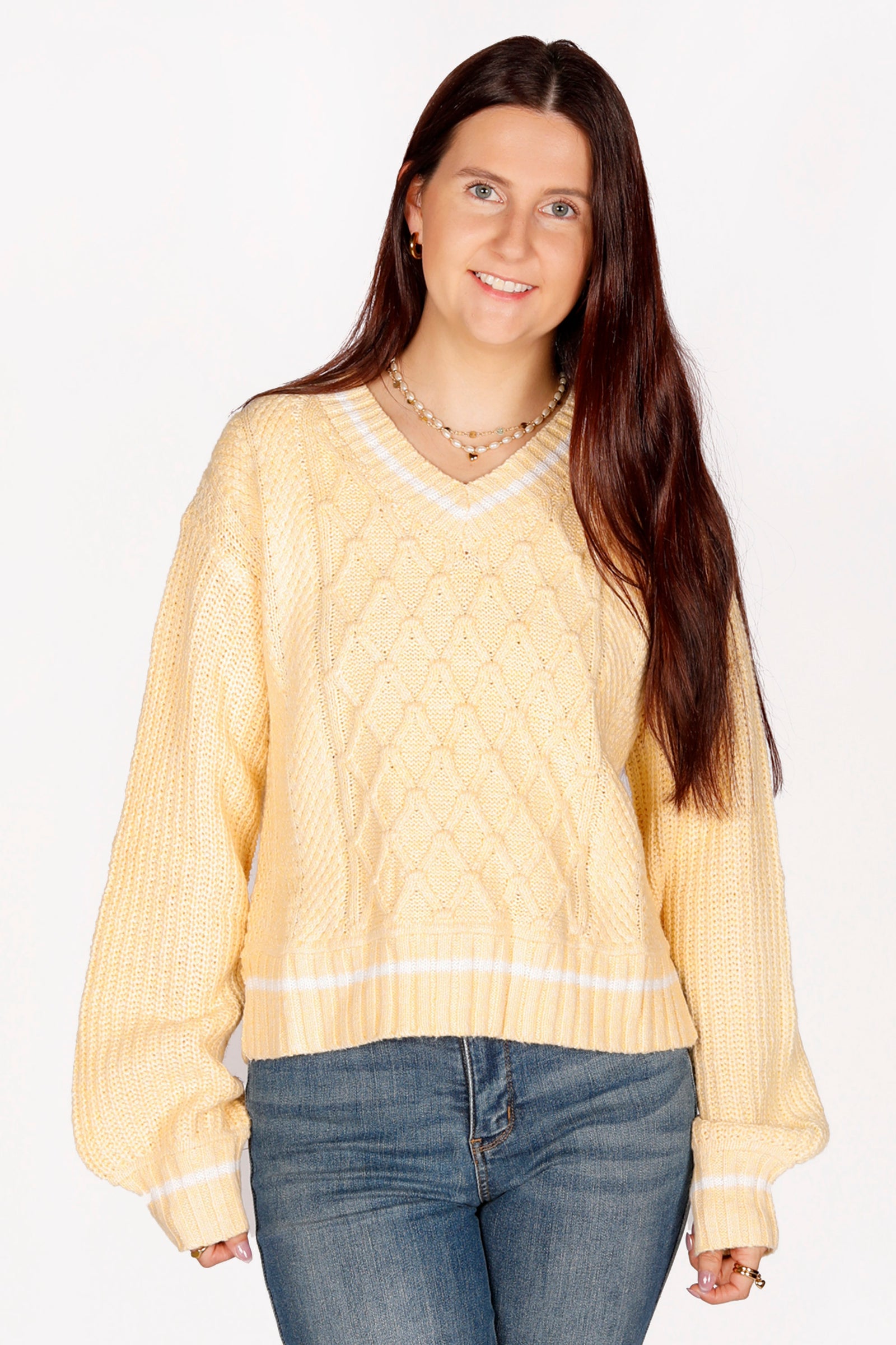 Addison Canary Cable Knit Sweater