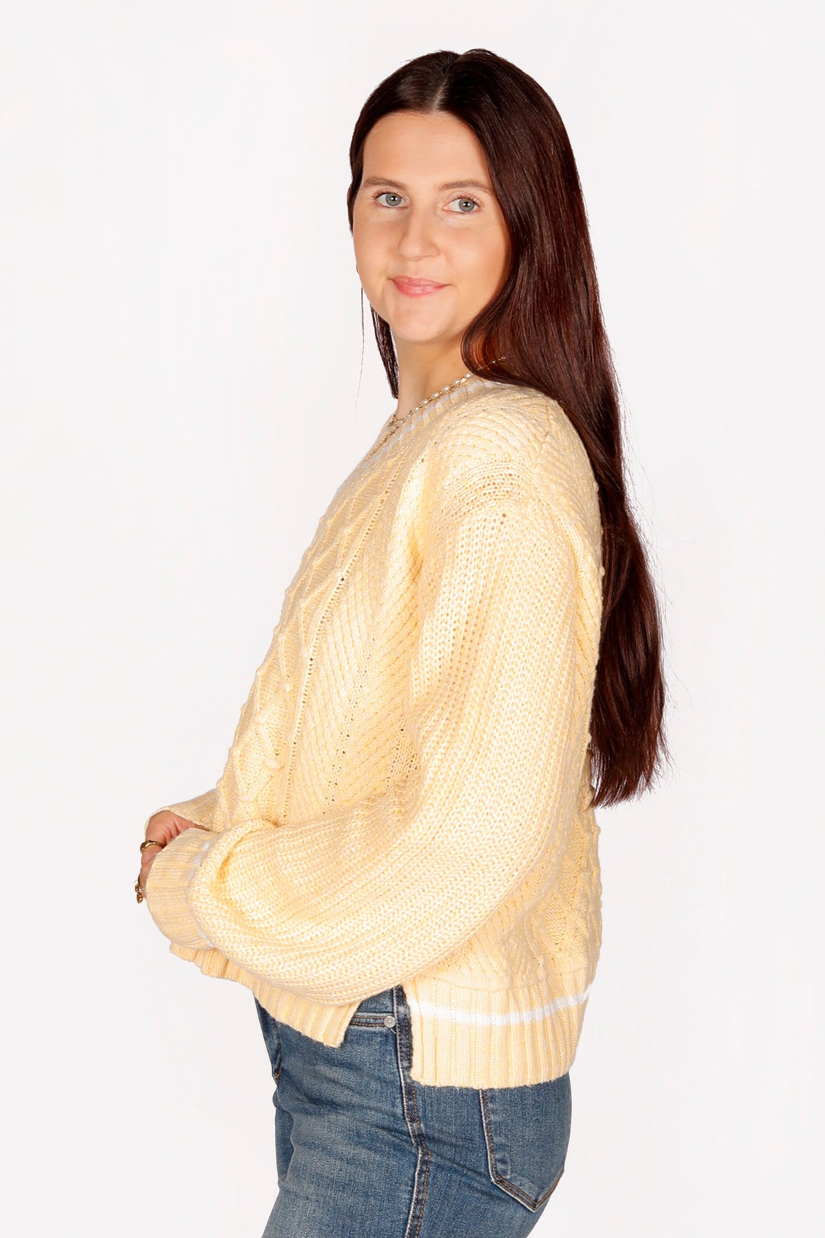 Addison Canary Cable Knit Sweater