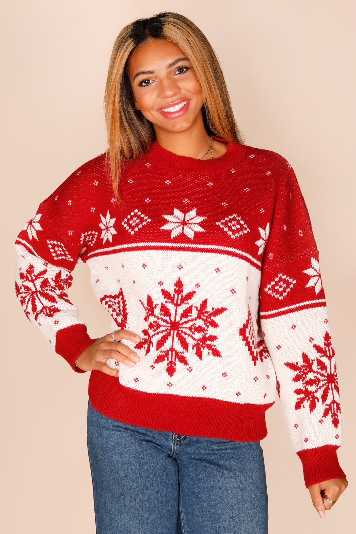 Burgundy Fair Isle Sweater