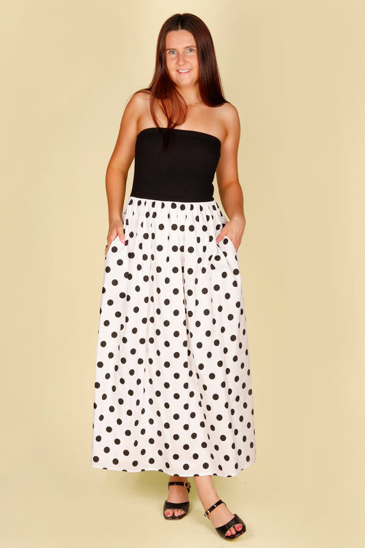 Black Polka Dot Strapless Dress - FINAL SALE