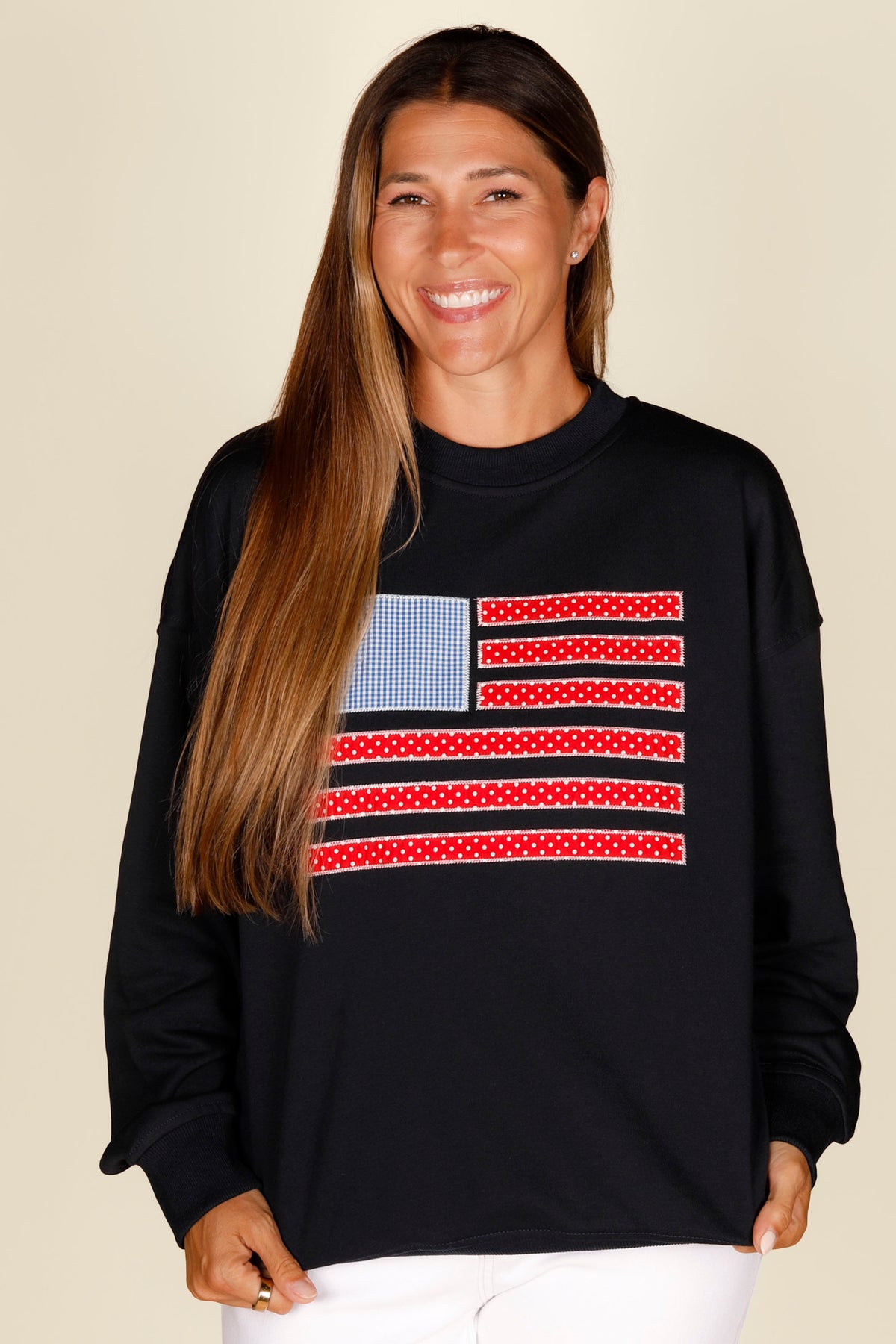 USA Flag Patchwork Sweatshirt