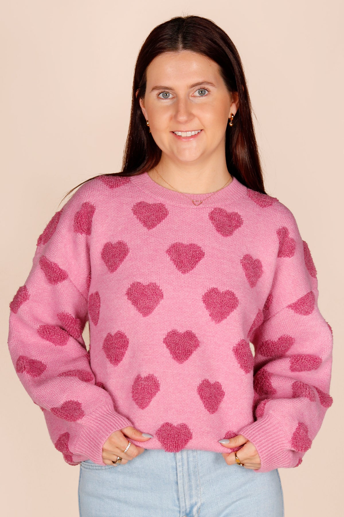 Fuzzy Pink Heart Sweater