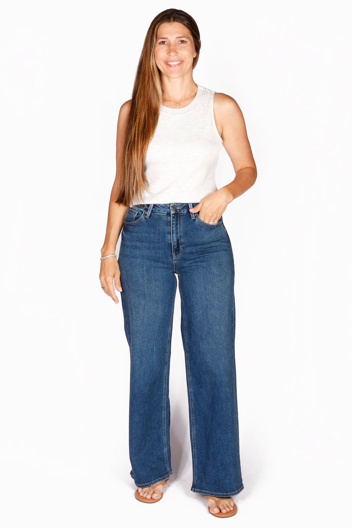 High Rise Dark Wash Palazzo Denim