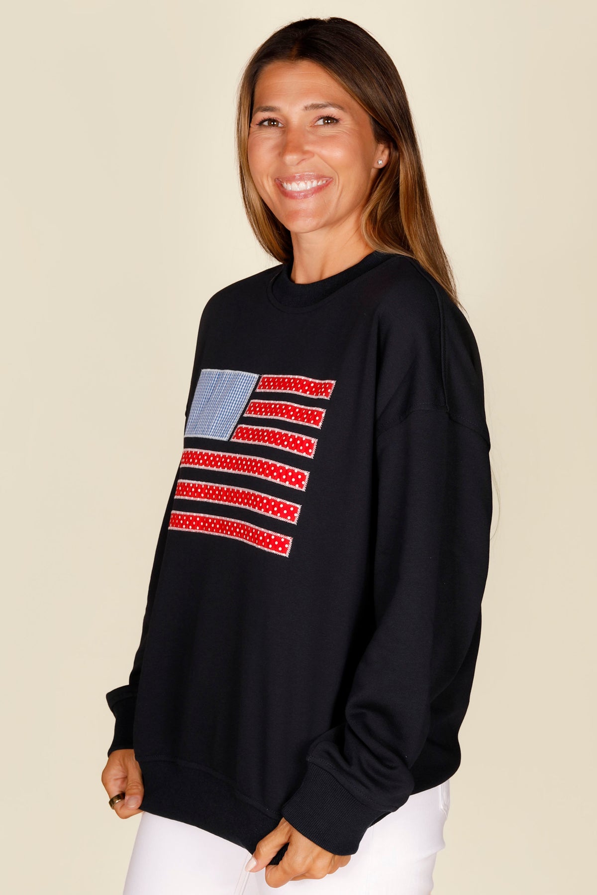 USA Flag Patchwork Sweatshirt